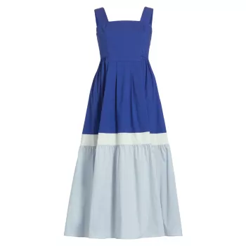 Colorblock Tiered Midi-Dress Barneys New York