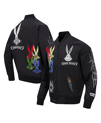 Men's Bugs Bunny Black Looney Tunes Color Chrome Twill Full-Zip Jacket Freeze Max