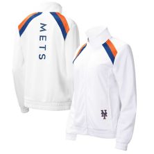 Women's G-III 4Her by Carl Banks White New York Mets Red Flag Full-Zip Track Jacket In The Style