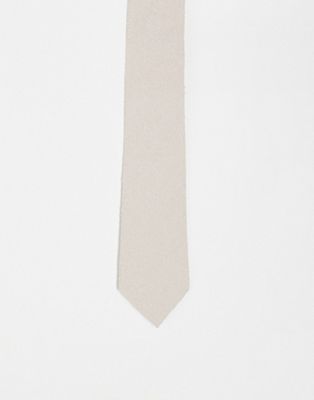 ASOS DESIGN textured tie in stone ASOS DESIGN