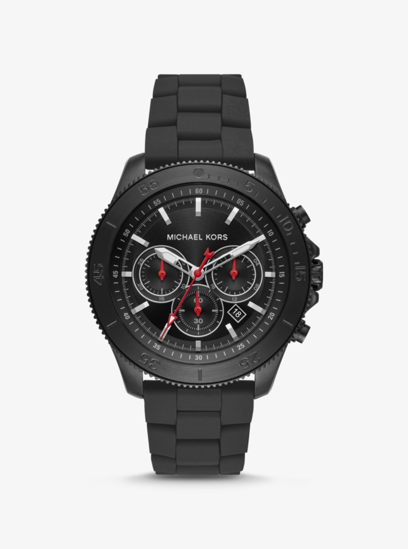 Большие черно-белые и силиконовые часы Cortlandt Michael Kors