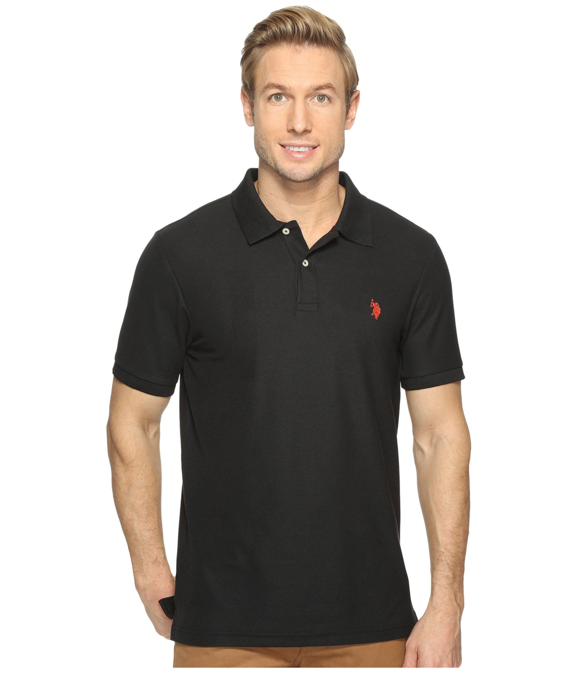 Мужское поло с пуговицами Ultimate Pique от U.S. Polo Assn., 55% хлопок, 45% полиэстер, короткие рукава U.S. Polo Assn.