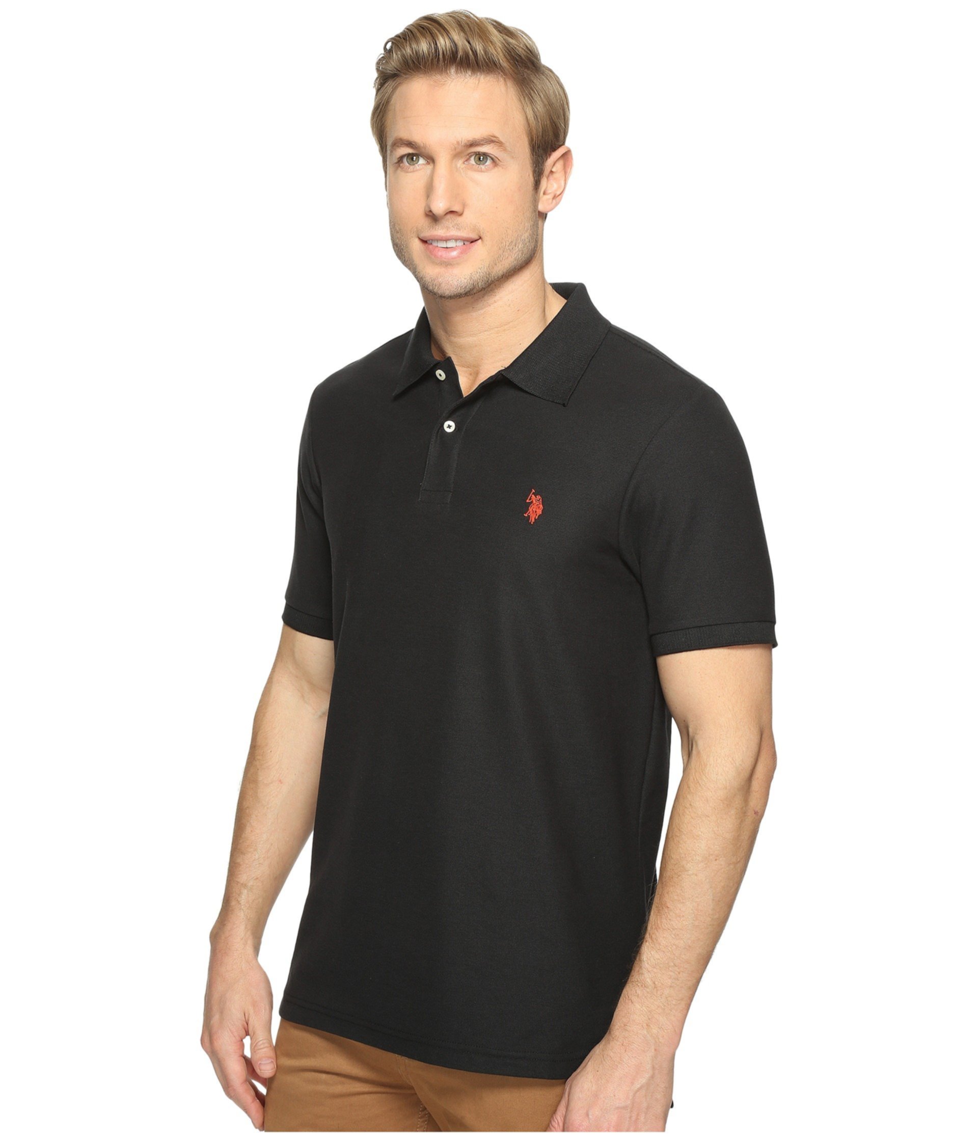 Мужское поло с пуговицами Ultimate Pique от U.S. Polo Assn., 55% хлопок, 45% полиэстер, короткие рукава U.S. Polo Assn. – фото 2