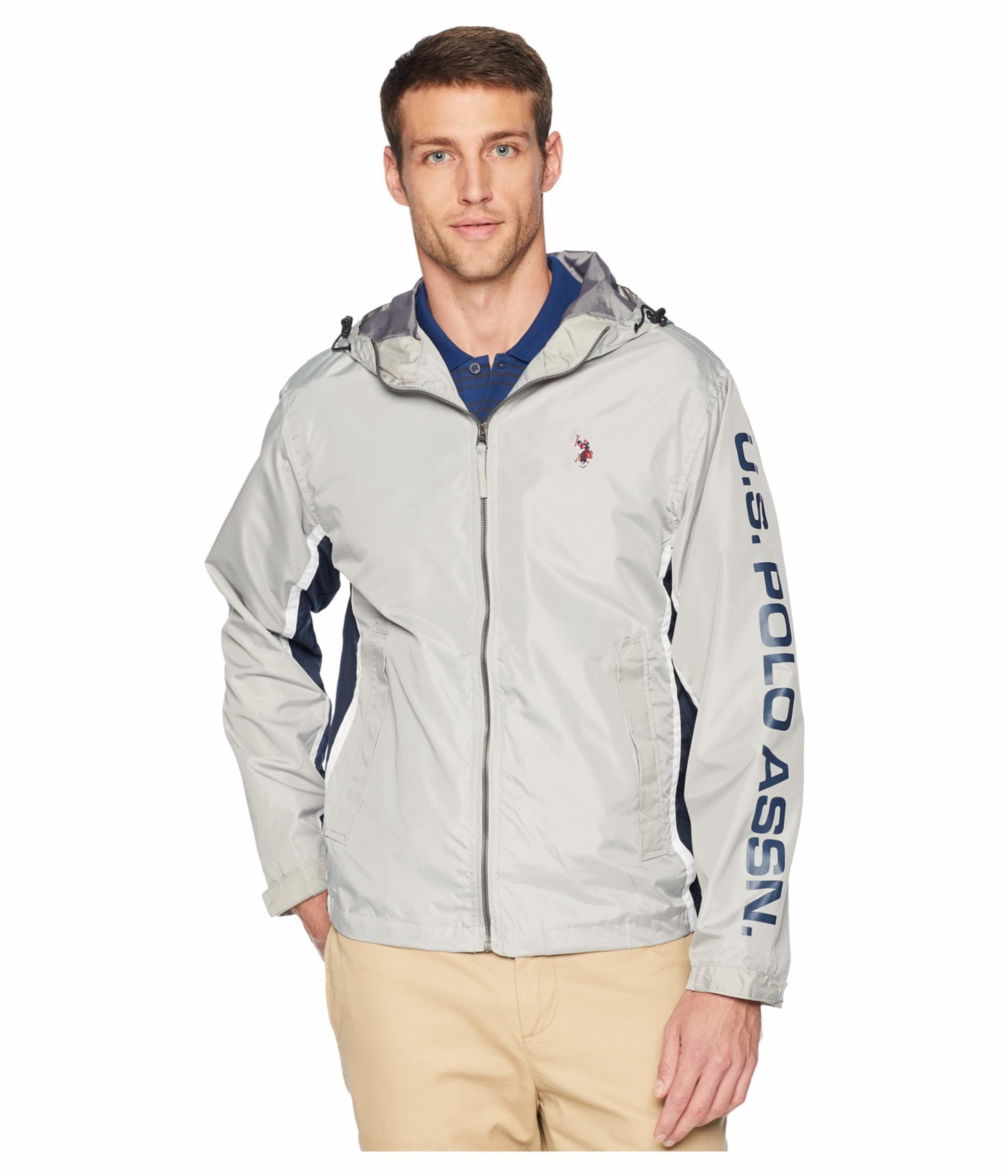 Трехцветная ветровка с капюшоном U.S. Polo Assn.
