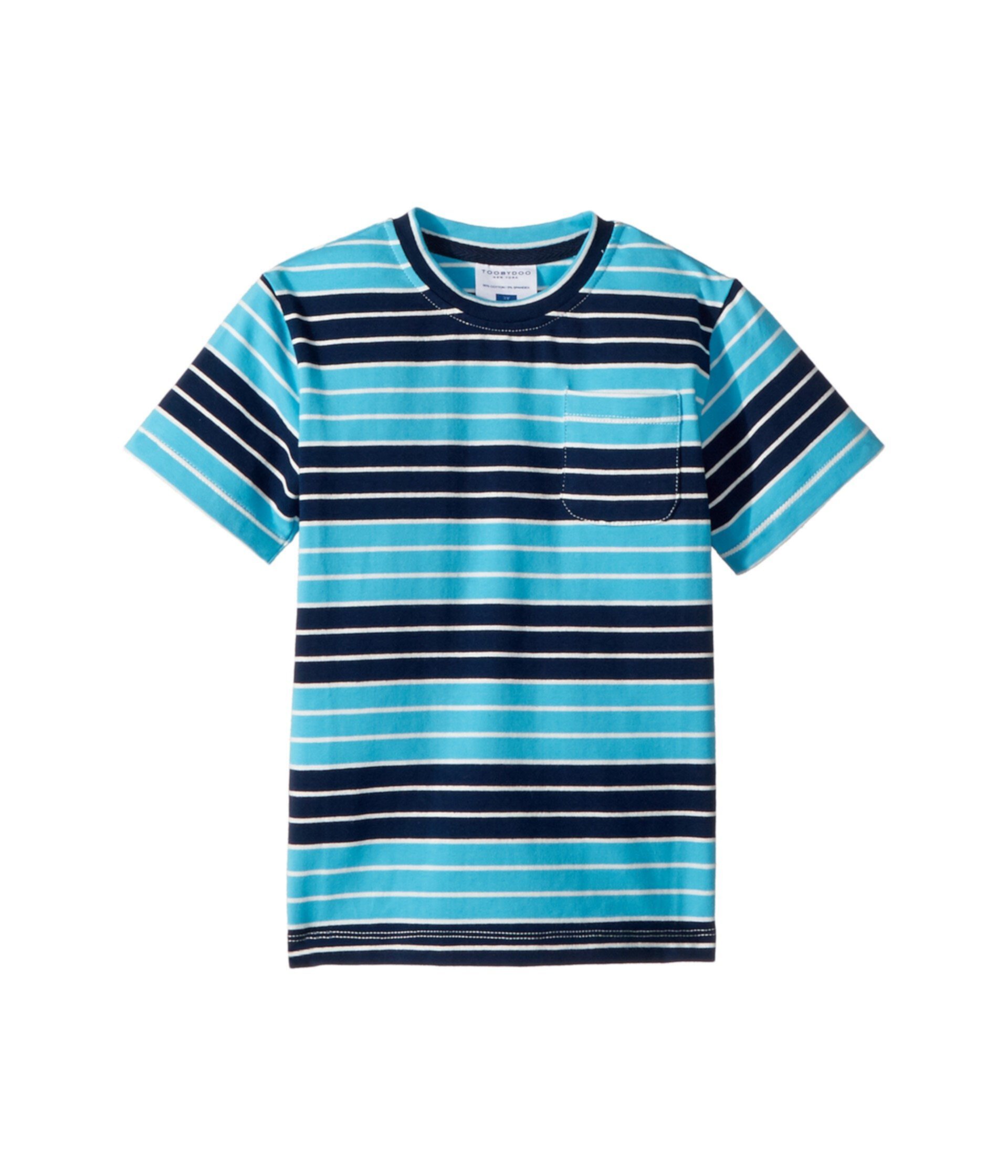 Темно-синяя футболка с карманами в полоску цвета морской волны (для малышей / маленьких детей / старших детей) Toobydoo