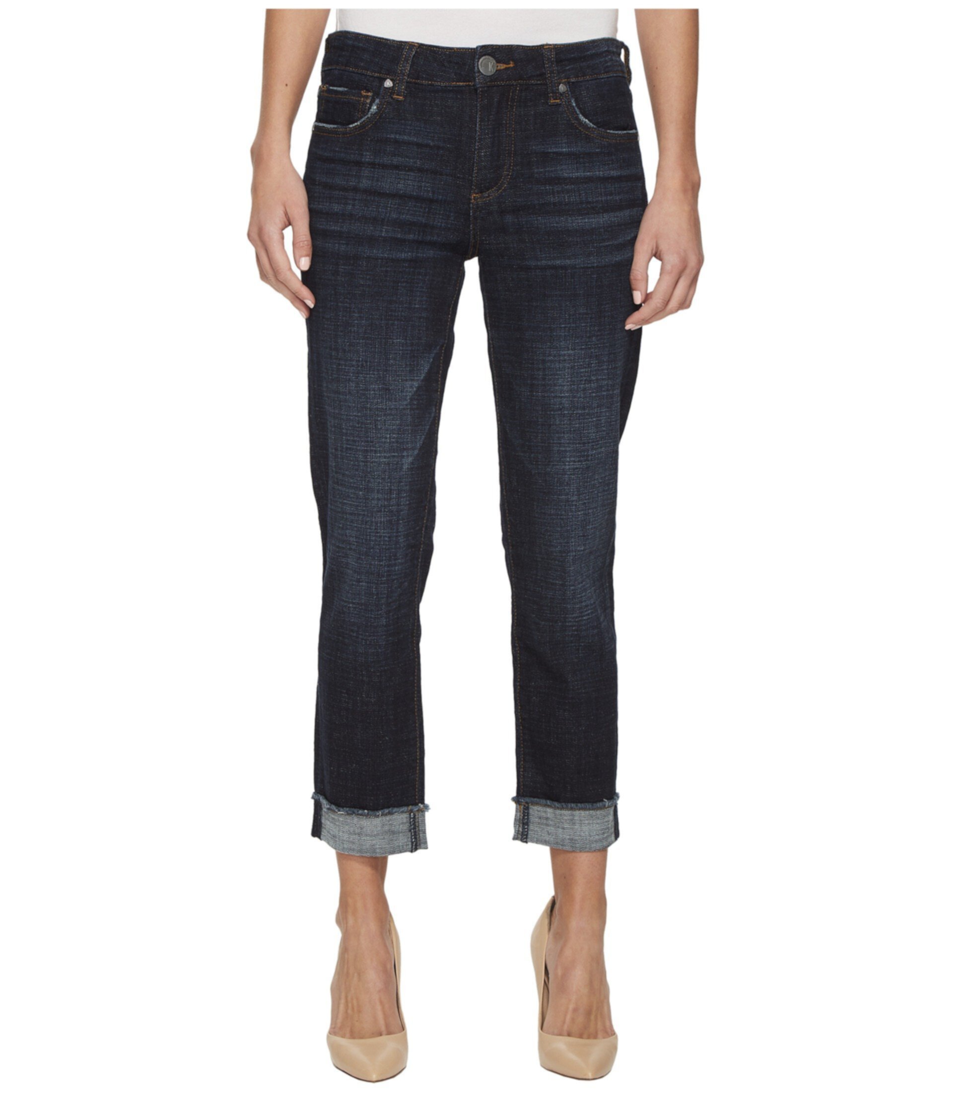 Укороченные прямые джинсы Frey с закатанными ногами Amy KUT from the Kloth