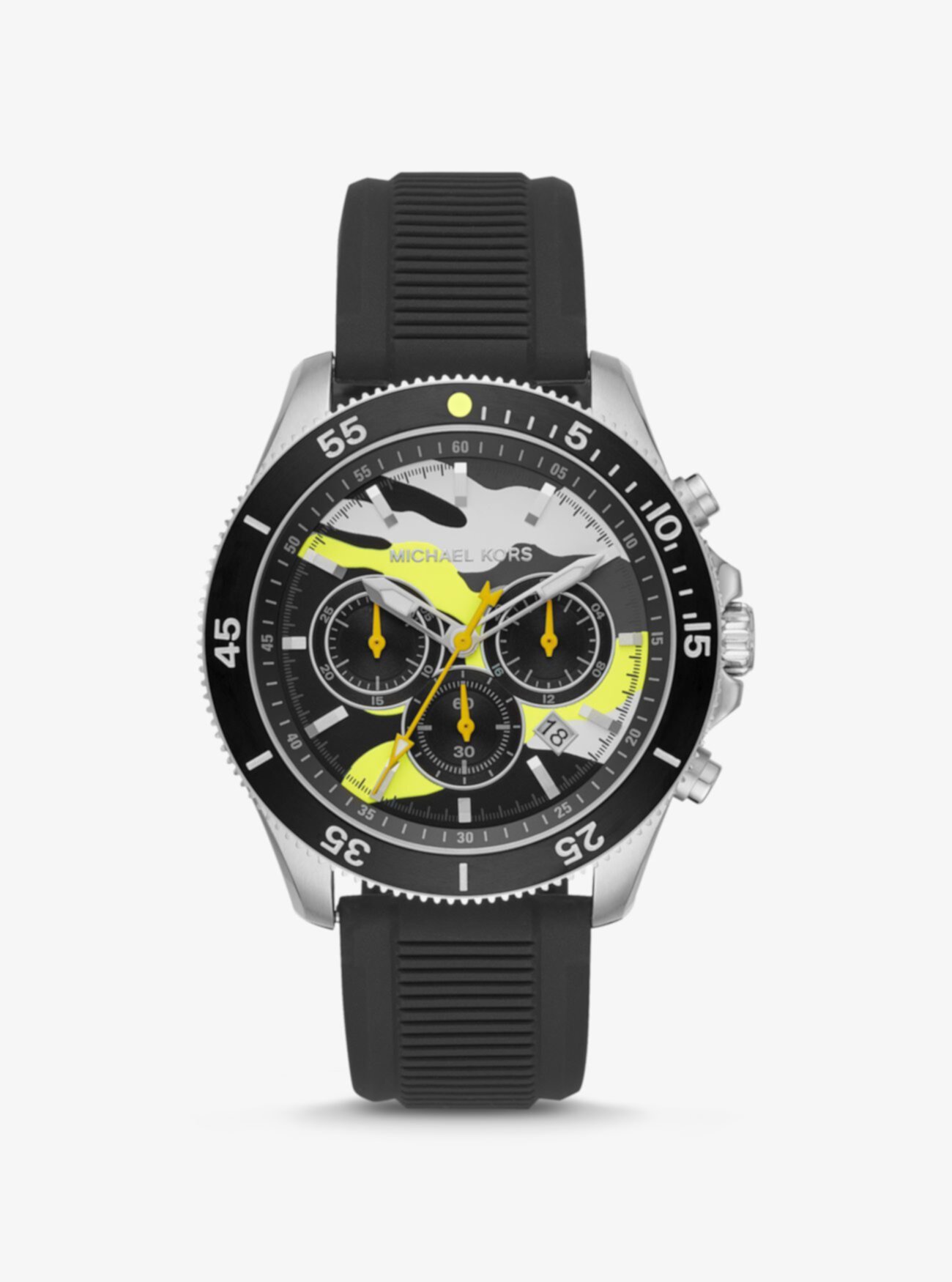 Крупногабаритные серебристо-силиконовые часы Cortlandt Michael Kors