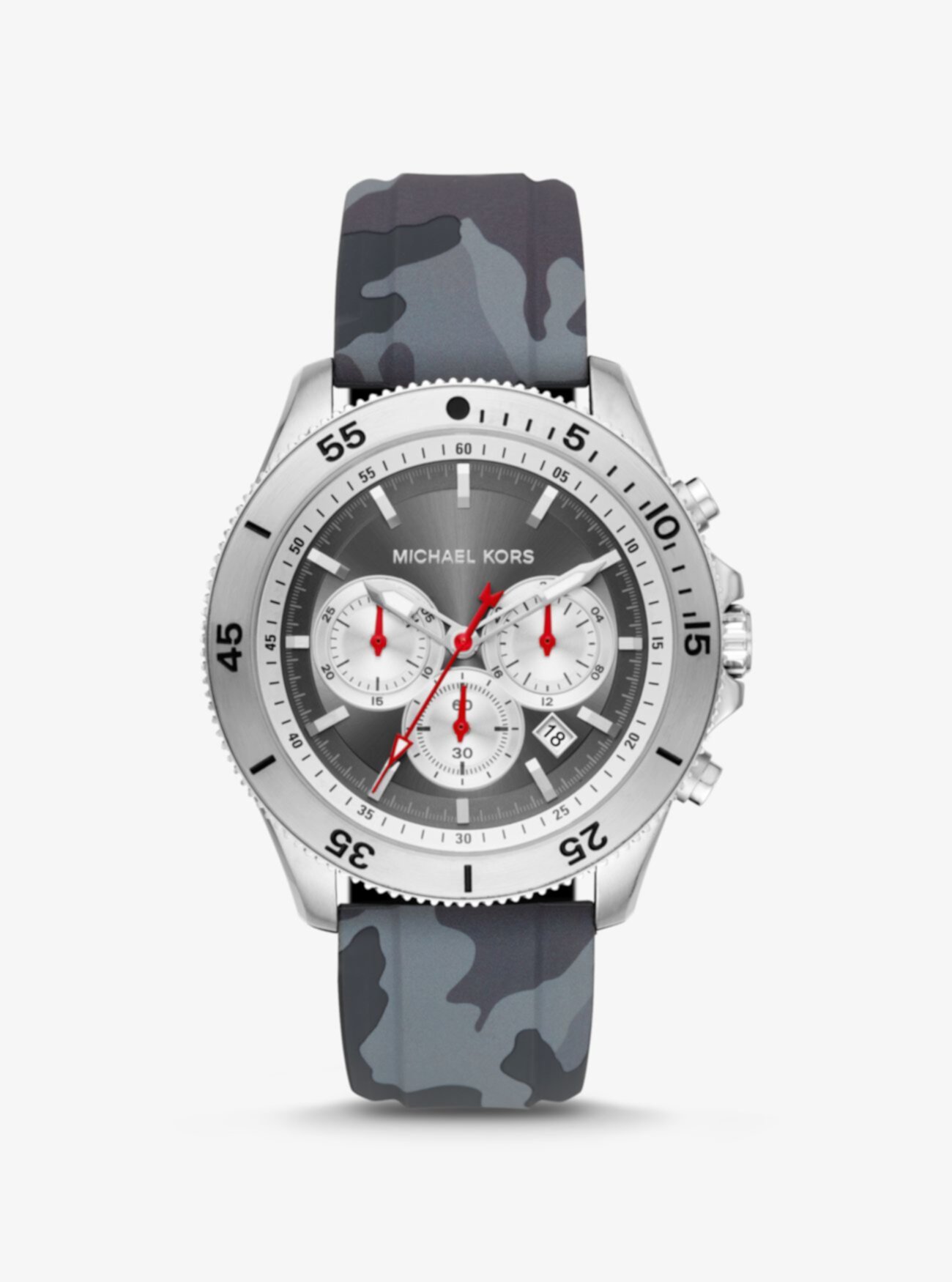Большие силиконовые часы Cortlandt с камуфляжным принтом Michael Kors