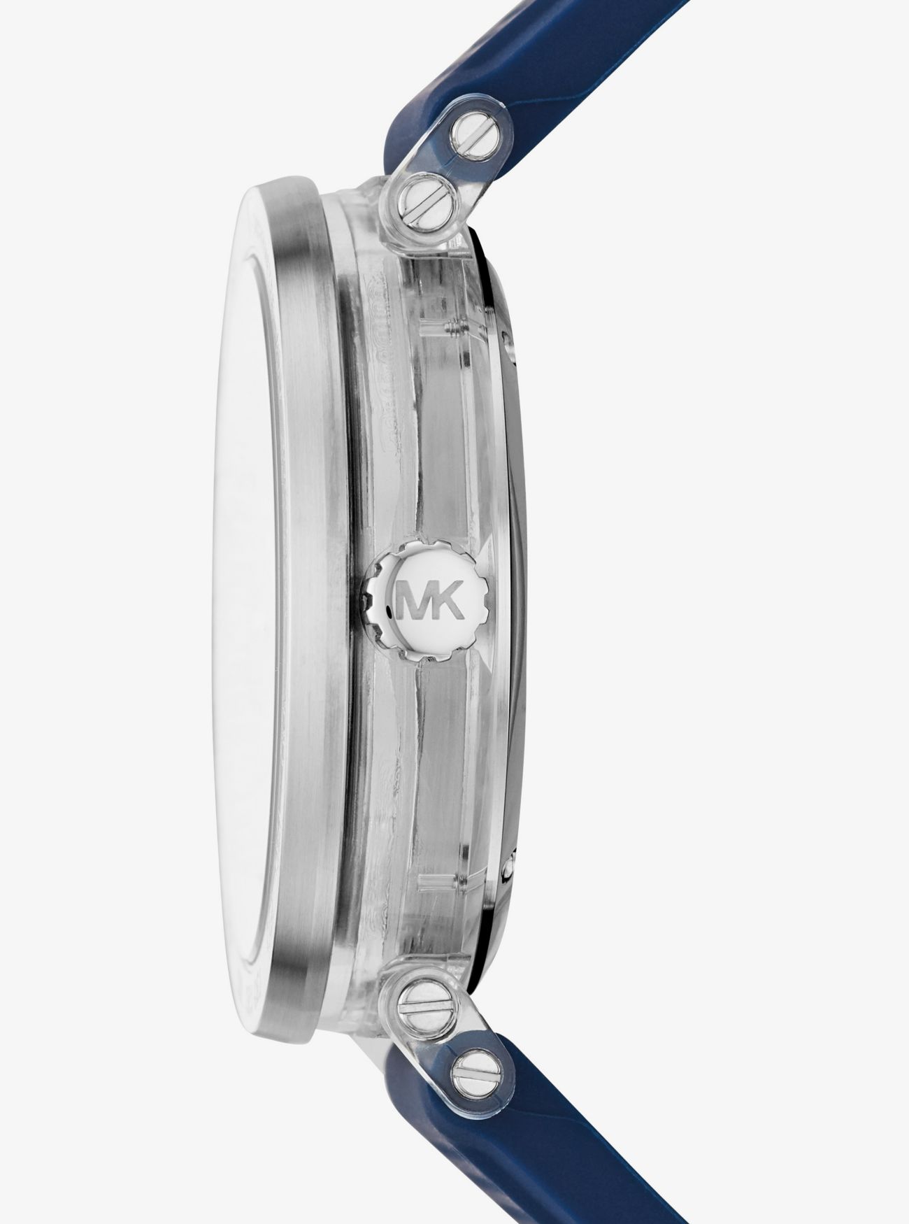 Крупногабаритные серебристые и перфорированные силиконовые часы Greer Michael Kors
