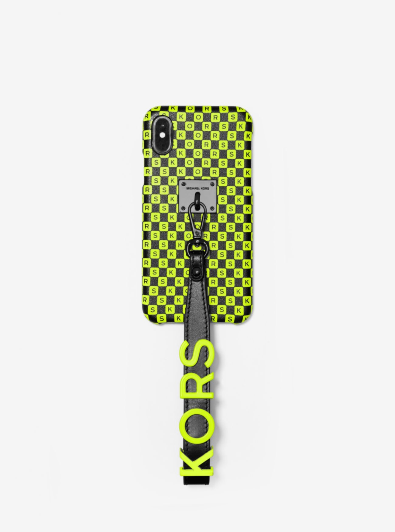 Кожаный чехол для браслета с логотипом Neon Checkerboard для iPhone X / XS Michael Kors