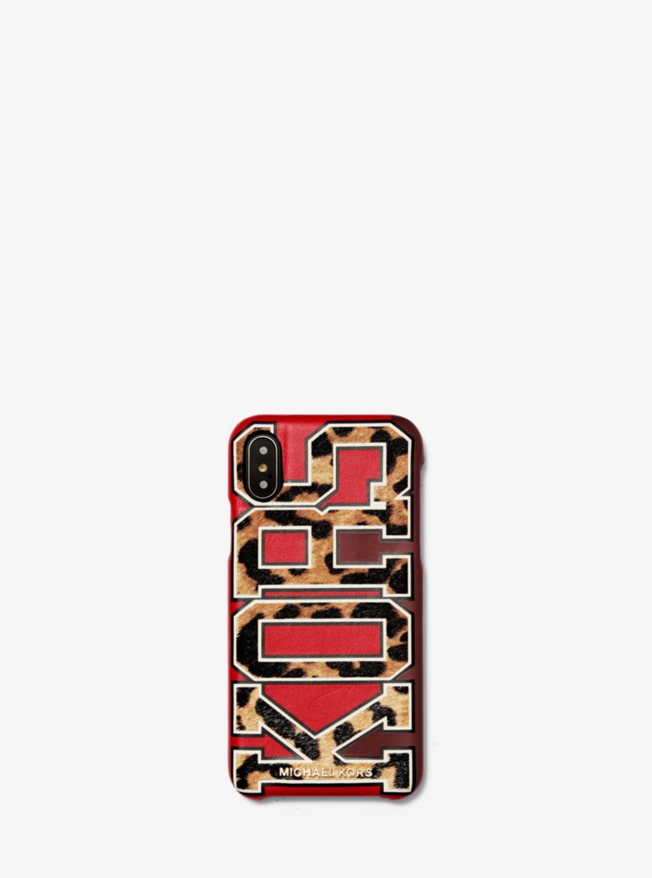 Кожаный чехол для телефона с логотипом Leopard для iPhone X / XS Michael Kors