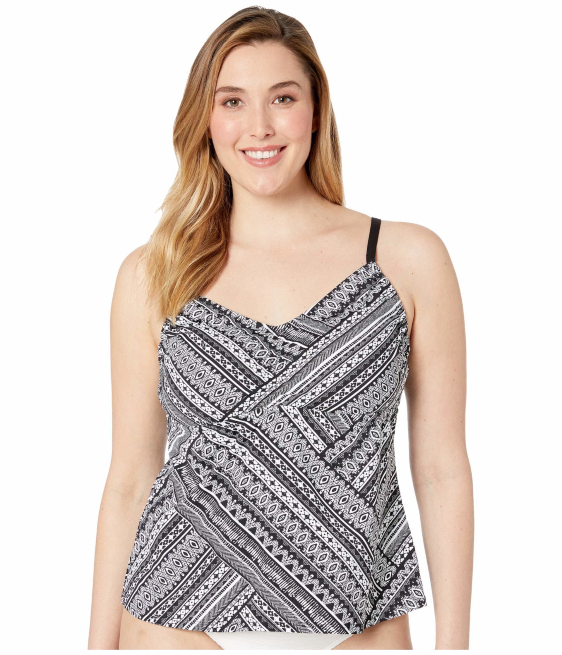 Plus Size Tribal Beat A-D Adjustable Side Tankini Top 24th & Ocean