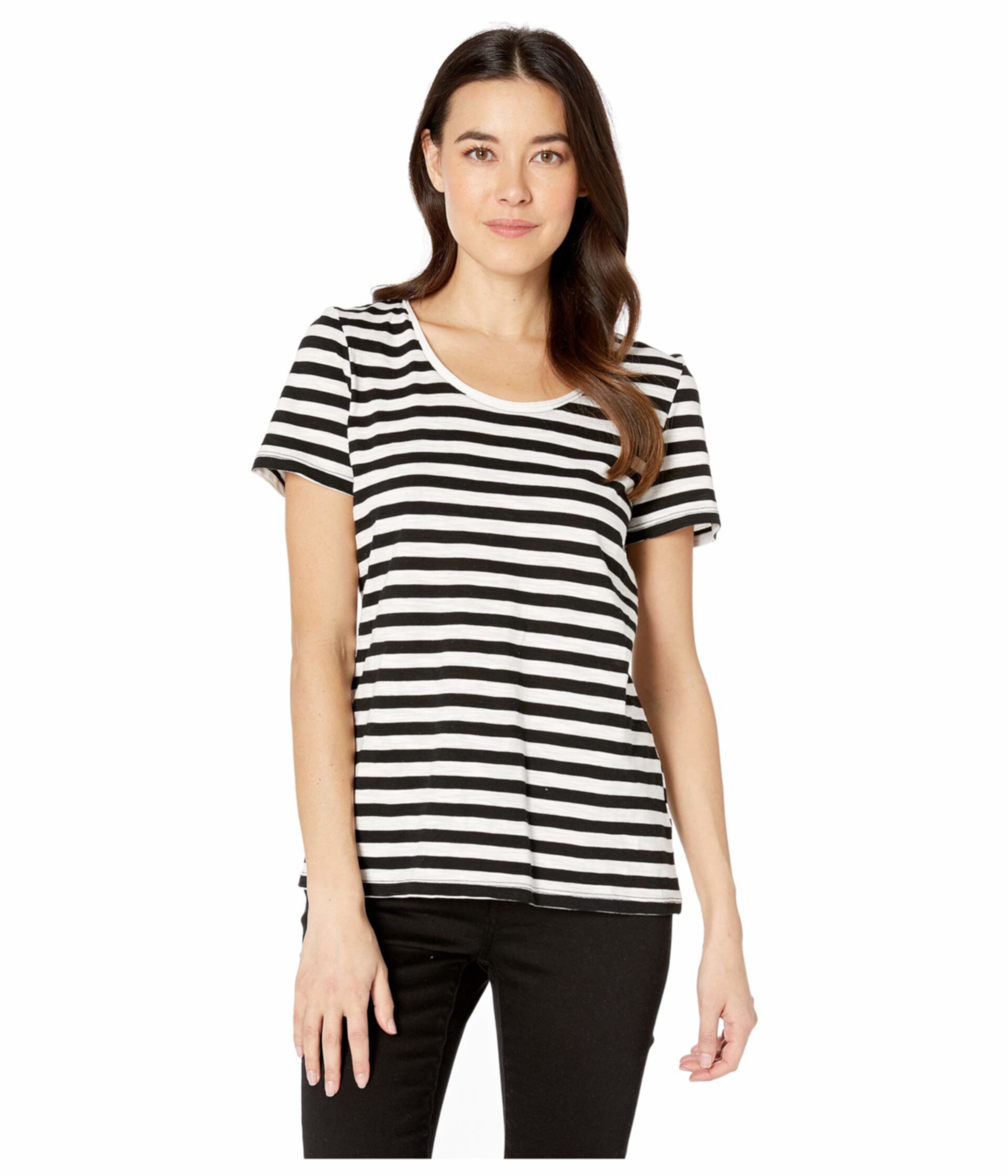 Short Sleeve Amour City Stripe Scoop Neck Tee Vince Camuto