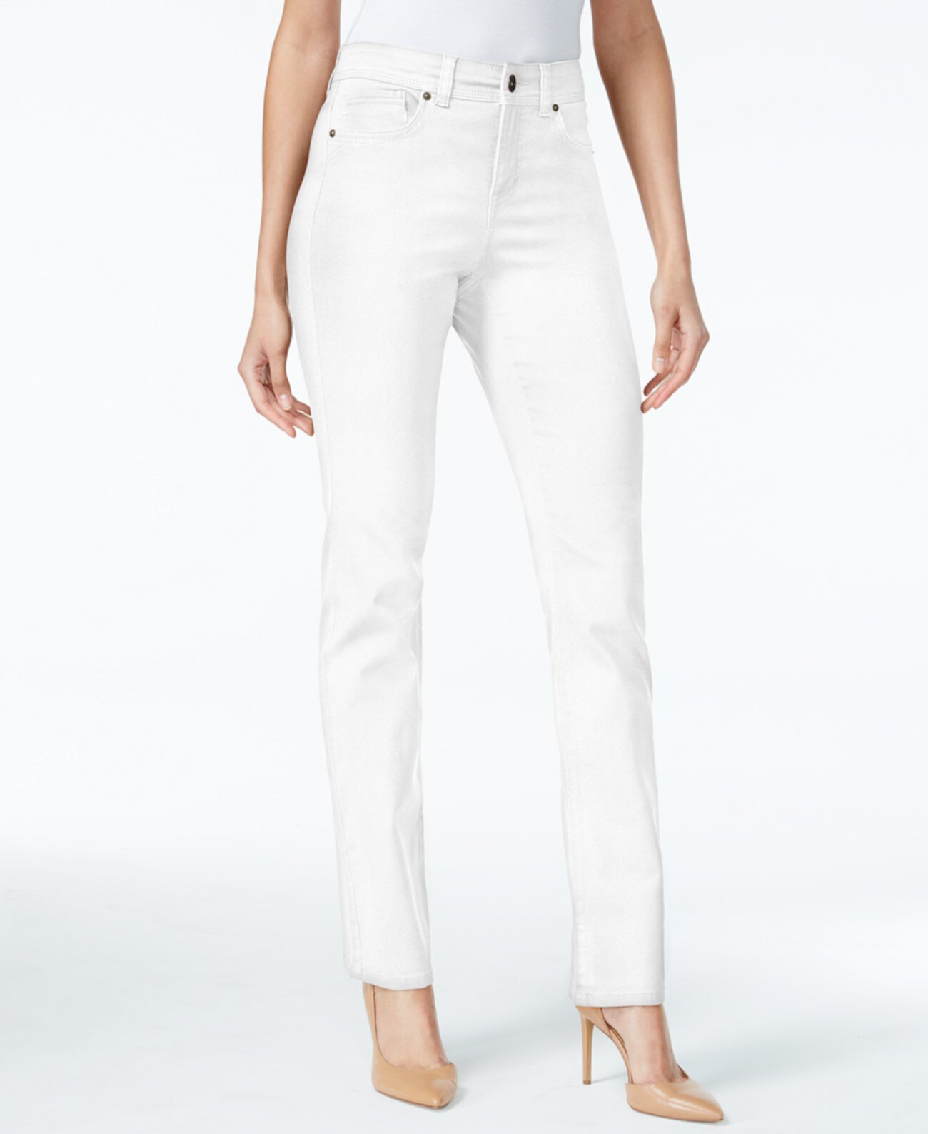Прямые джинсы Petite с контролем живота, Petite & Petite Short, создано для Macy's Style & Co