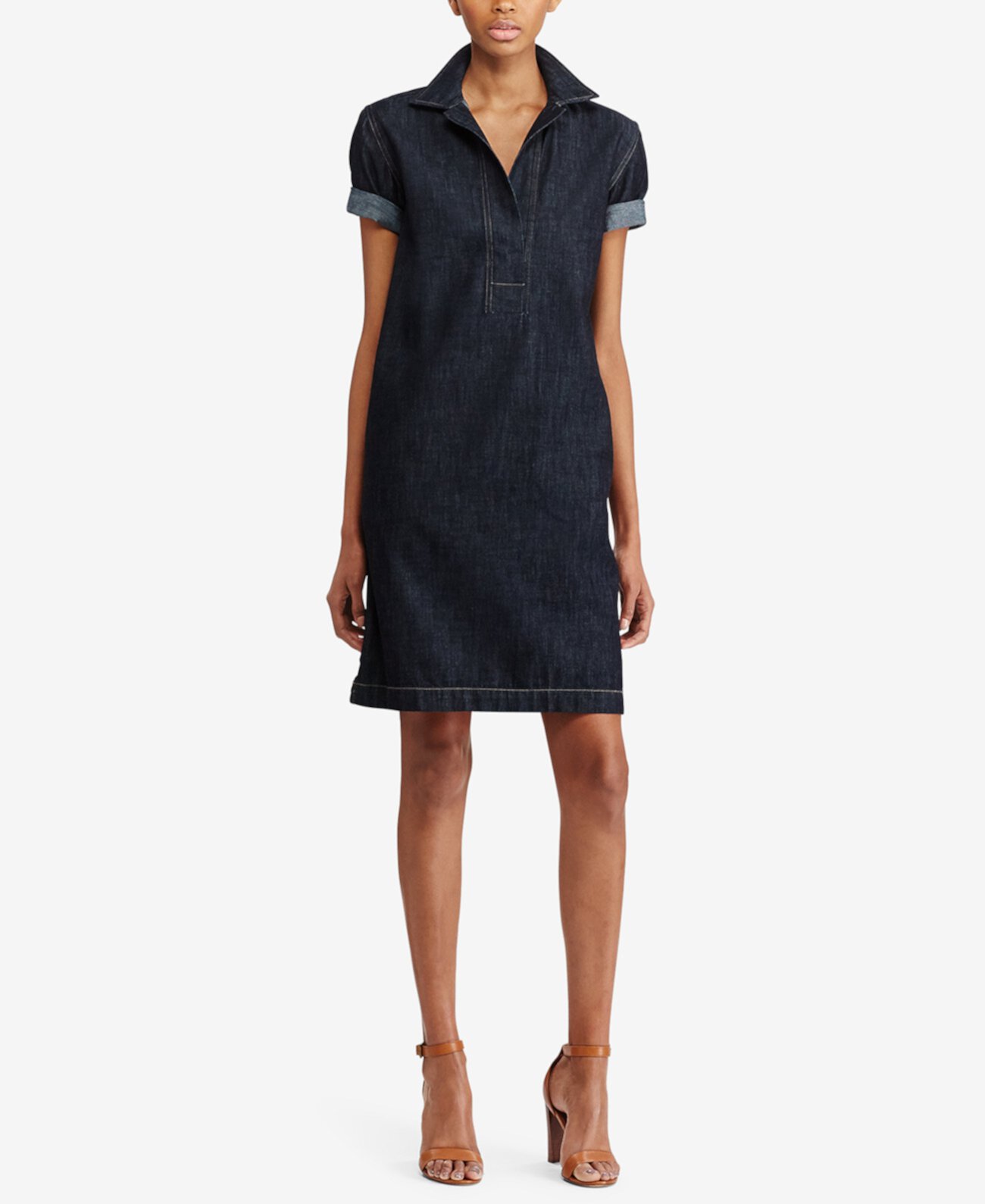 Джинсовое платье прямого кроя из хлопка Ralph Lauren
