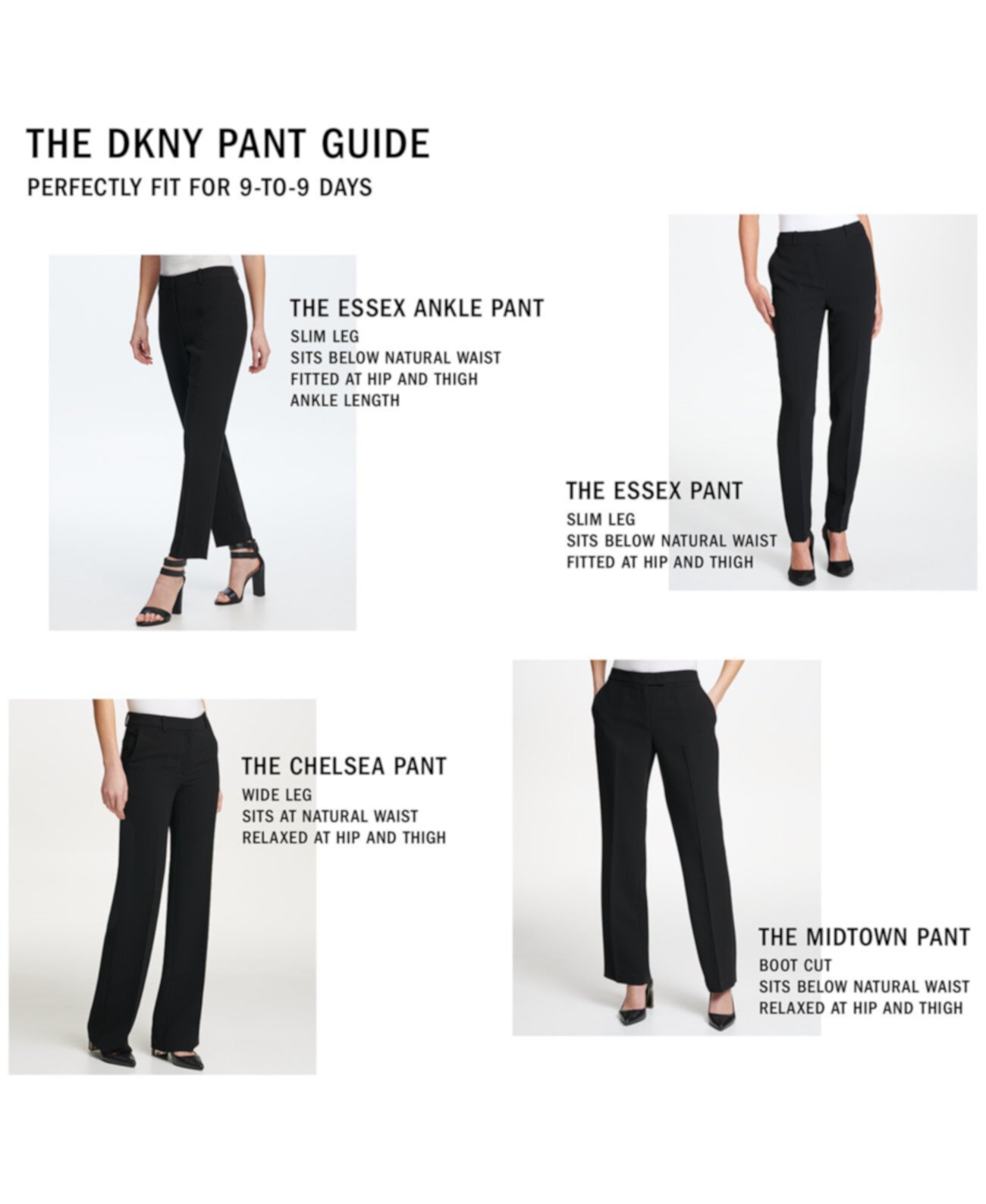 Petite Essex Классические брюки с прямыми ногами DKNY