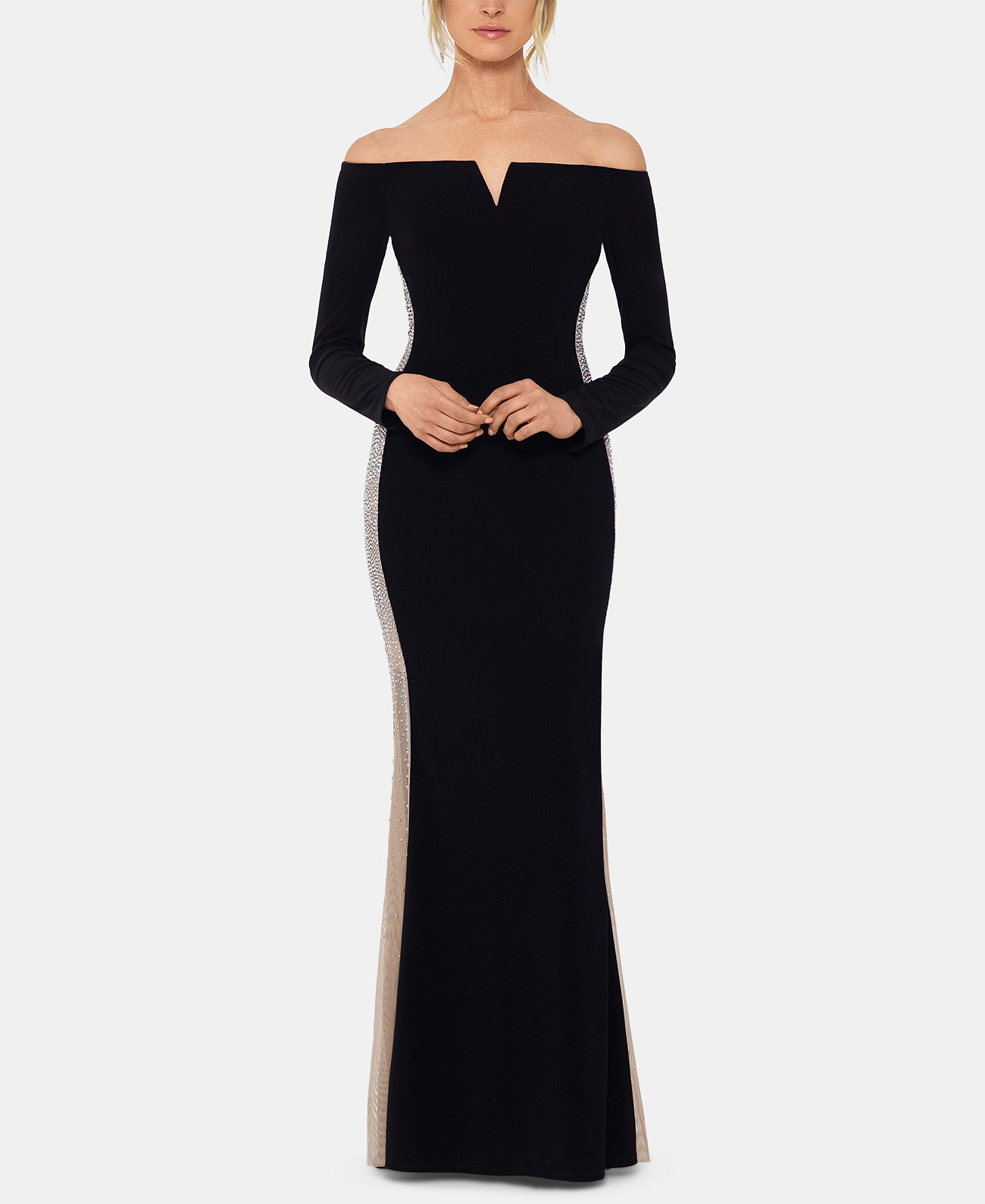 Beaded Off-The-Shoulder Gown XSCAPE