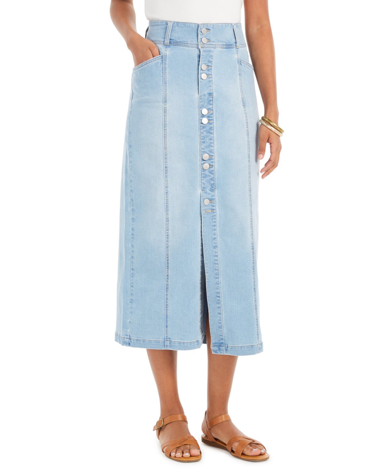 Миниатюрная джинсовая юбка-трапеция, созданная для Macy's Style & Co