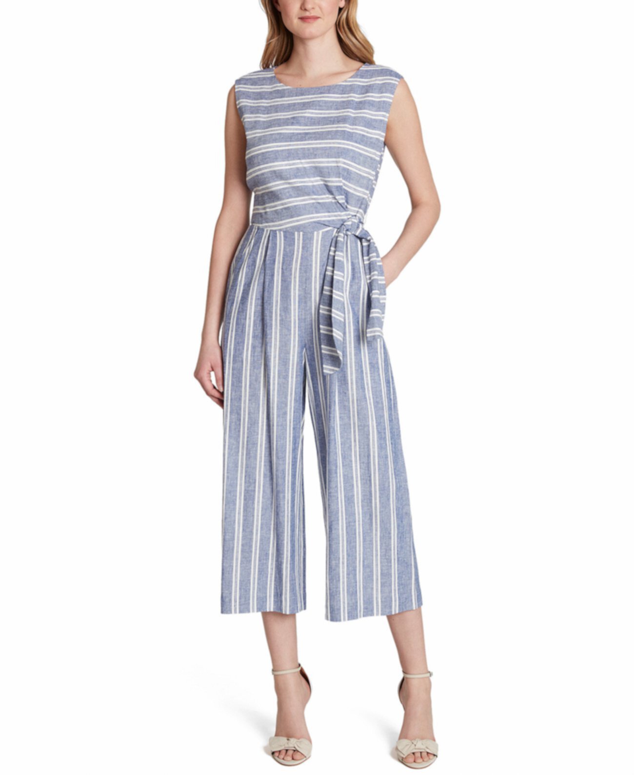 Striped Cropped Jumpsuit, Created for Macy's Tahari by ASL