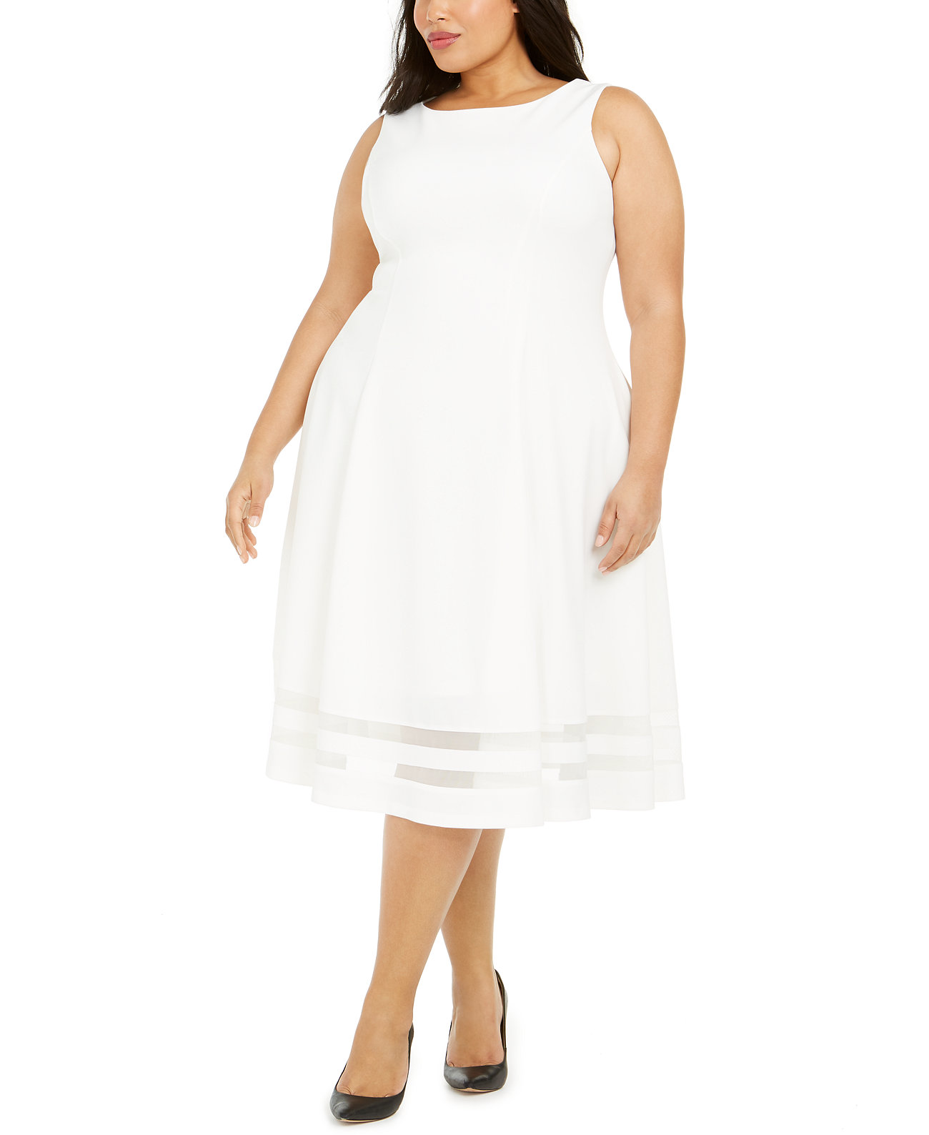 Модное платье миди больших размеров с иллюзионным подолом Calvin Klein