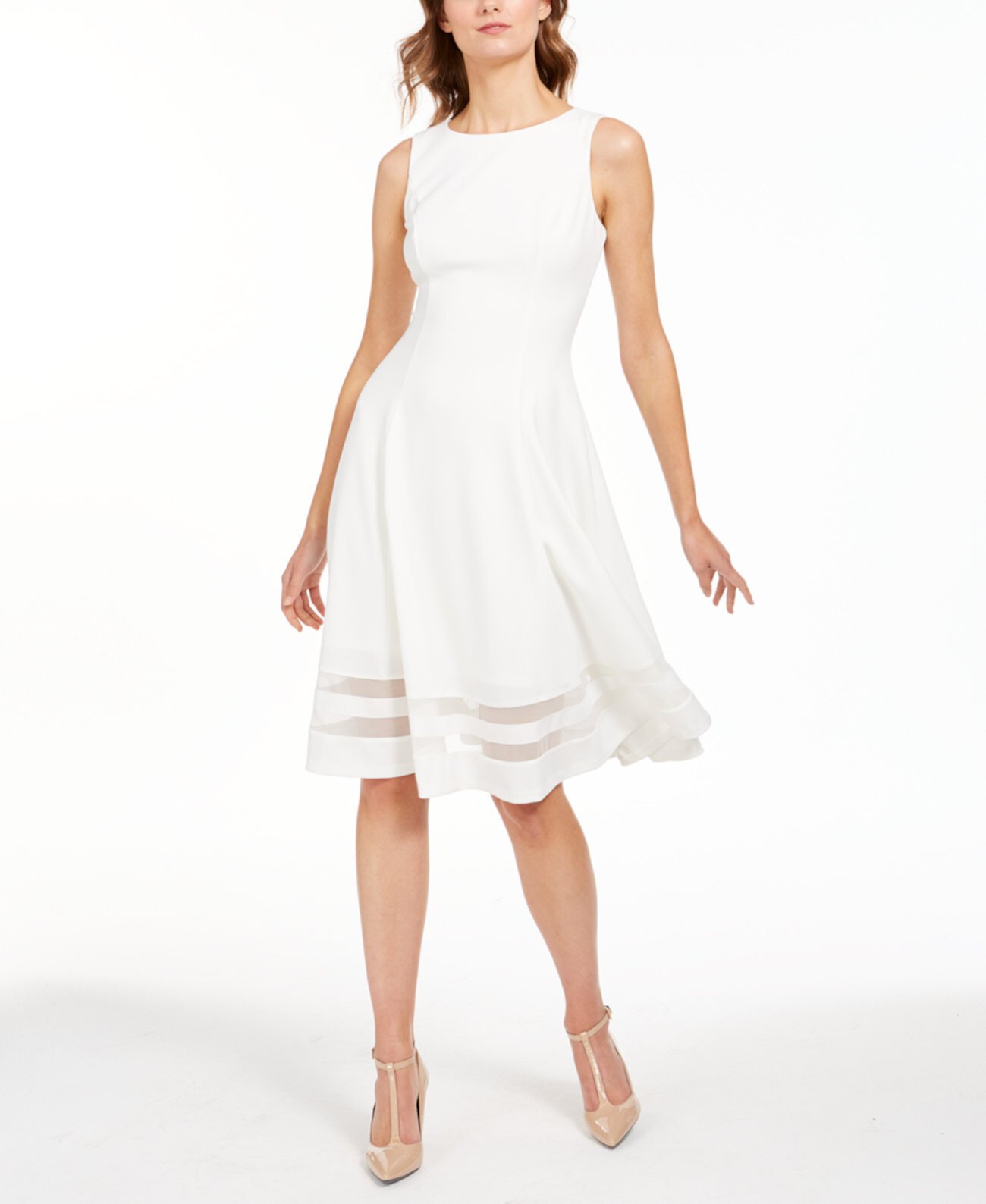 Платье миди в стиле Fit & Flare с иллюминатором Calvin Klein