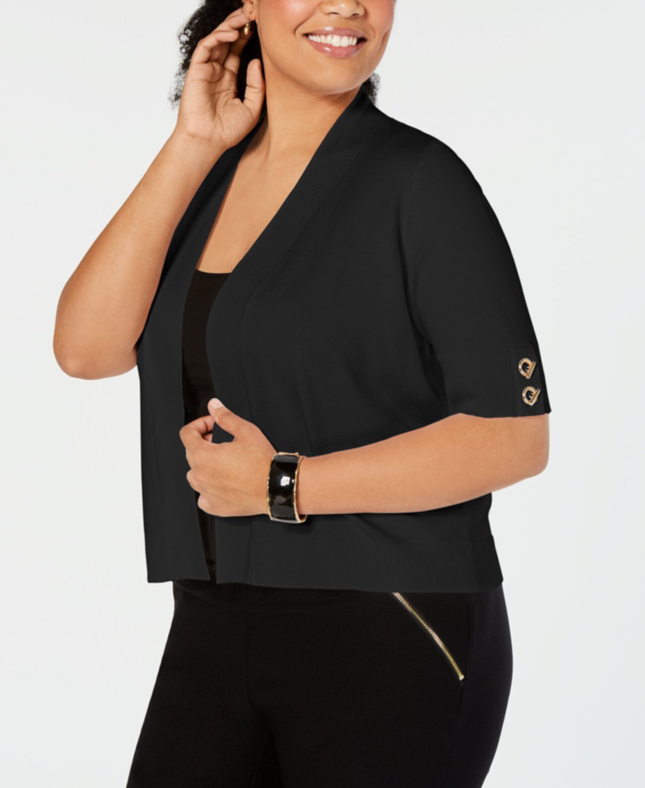 Plus Size Open-Front Cardigan, Created for Macy's J&M Collection
