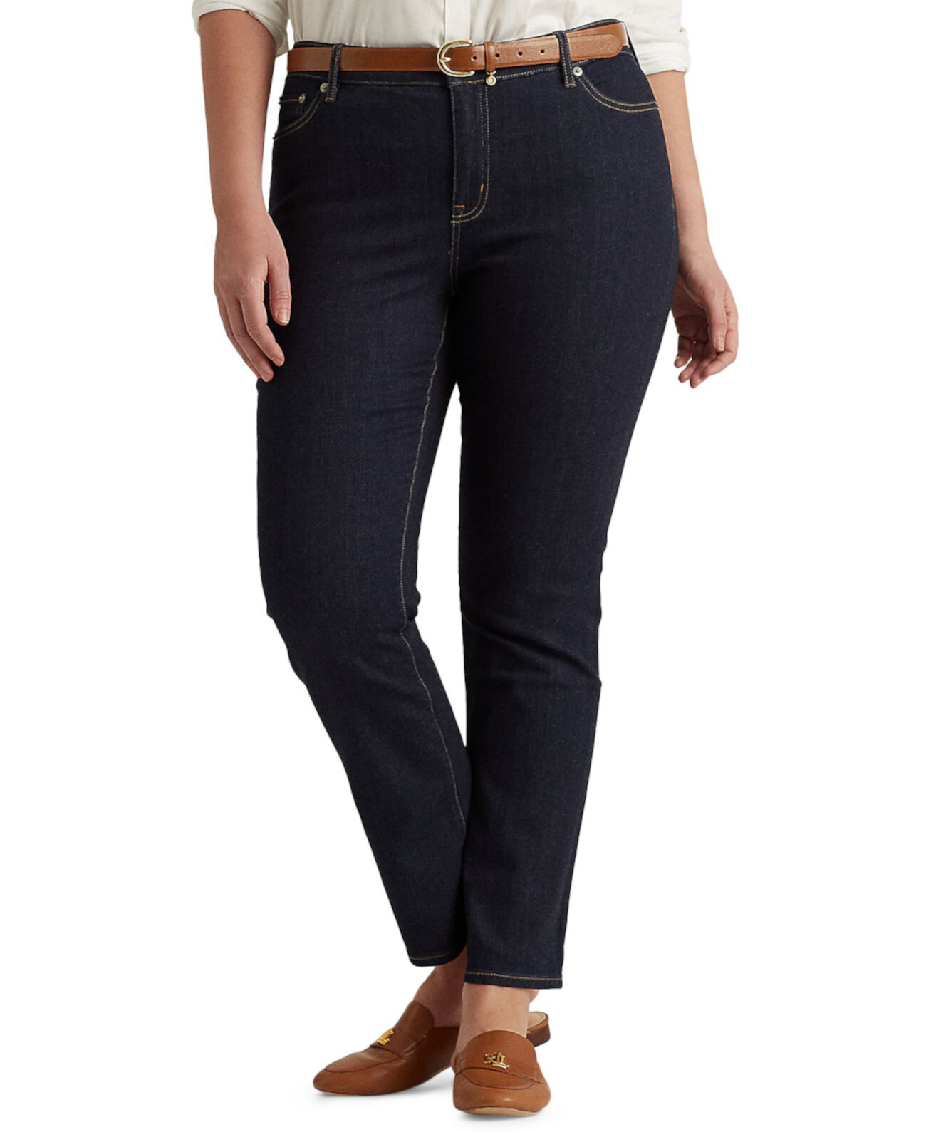 Прямые джинсы большого размера со средней посадкой LAUREN Ralph Lauren