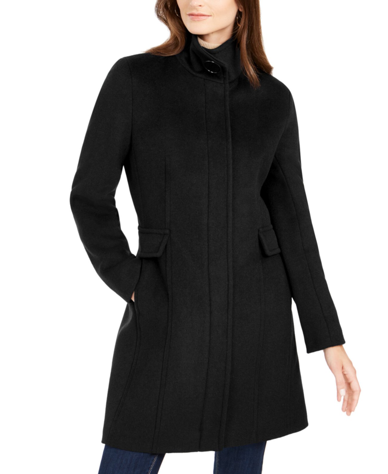Миниатюрное пальто-ходок с воротником-стойкой, созданное для Macy's Calvin Klein