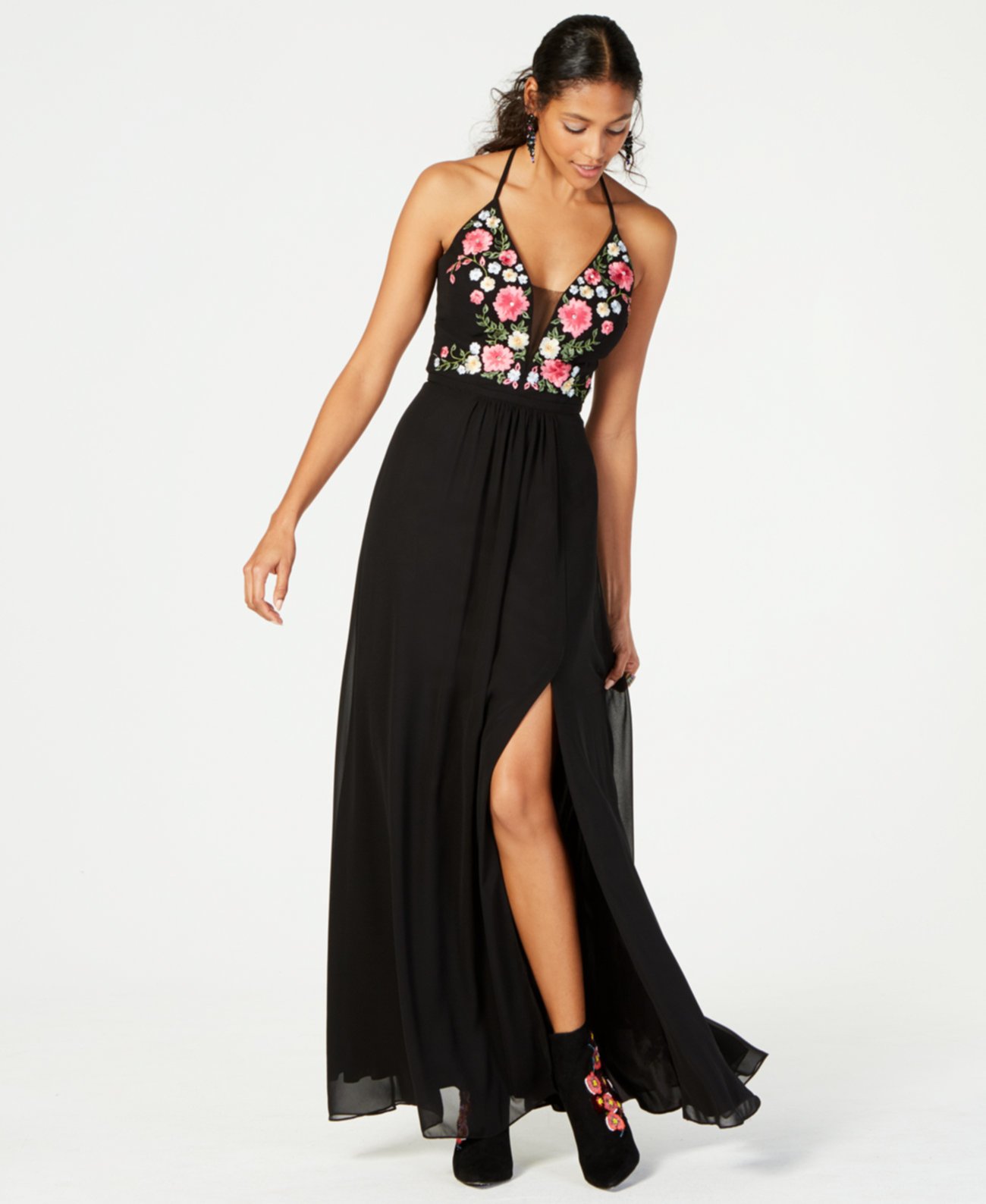 Embroidered Corset Lace-Up Gown Nightway