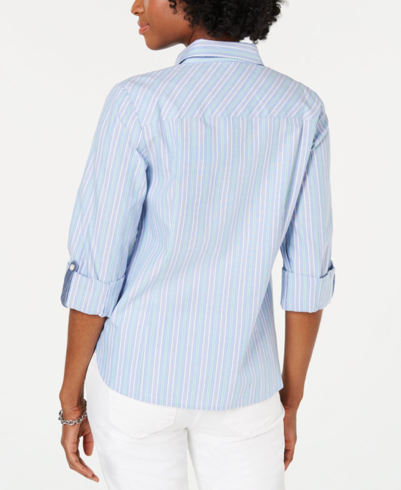 Хлопковая полосатая блуза с отворотами Tommy Hilfiger