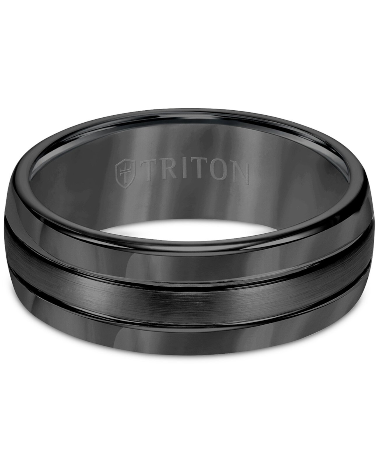 Мужское кольцо, 3-рядное обручальное кольцо 8 мм из классического или черного вольфрама Triton