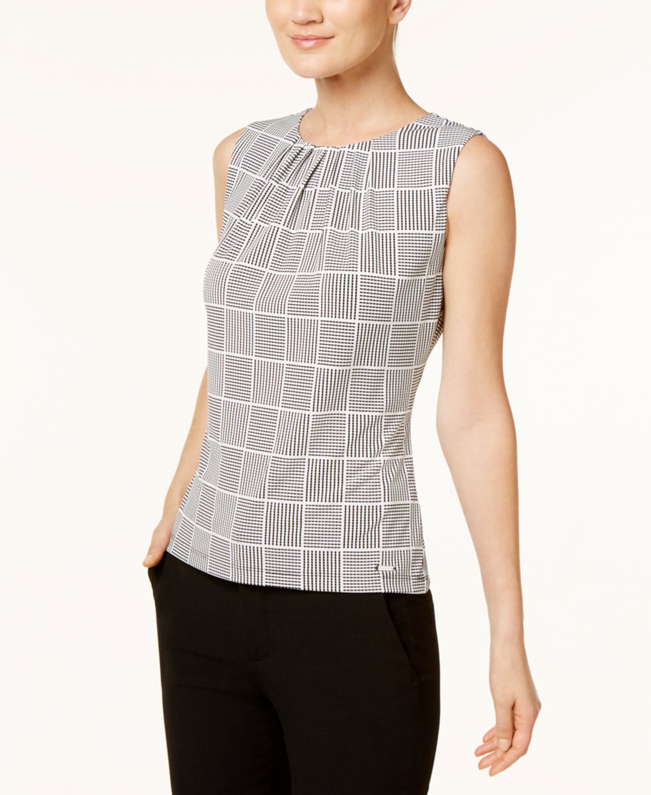 Женская блузка с принтом и складчатым воротником Calvin Klein, разные размеры Calvin Klein