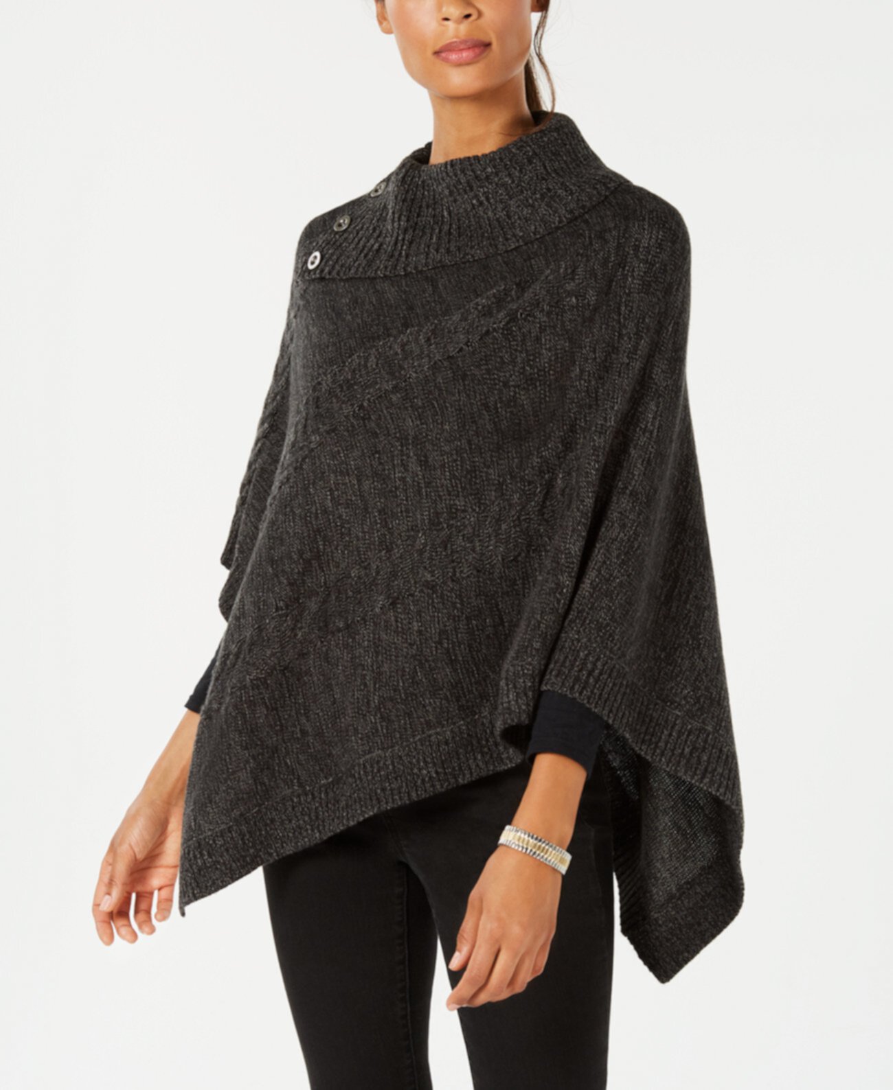 Асимметричный вязаный свитер-пончо, созданный для Macy's Karen Scott