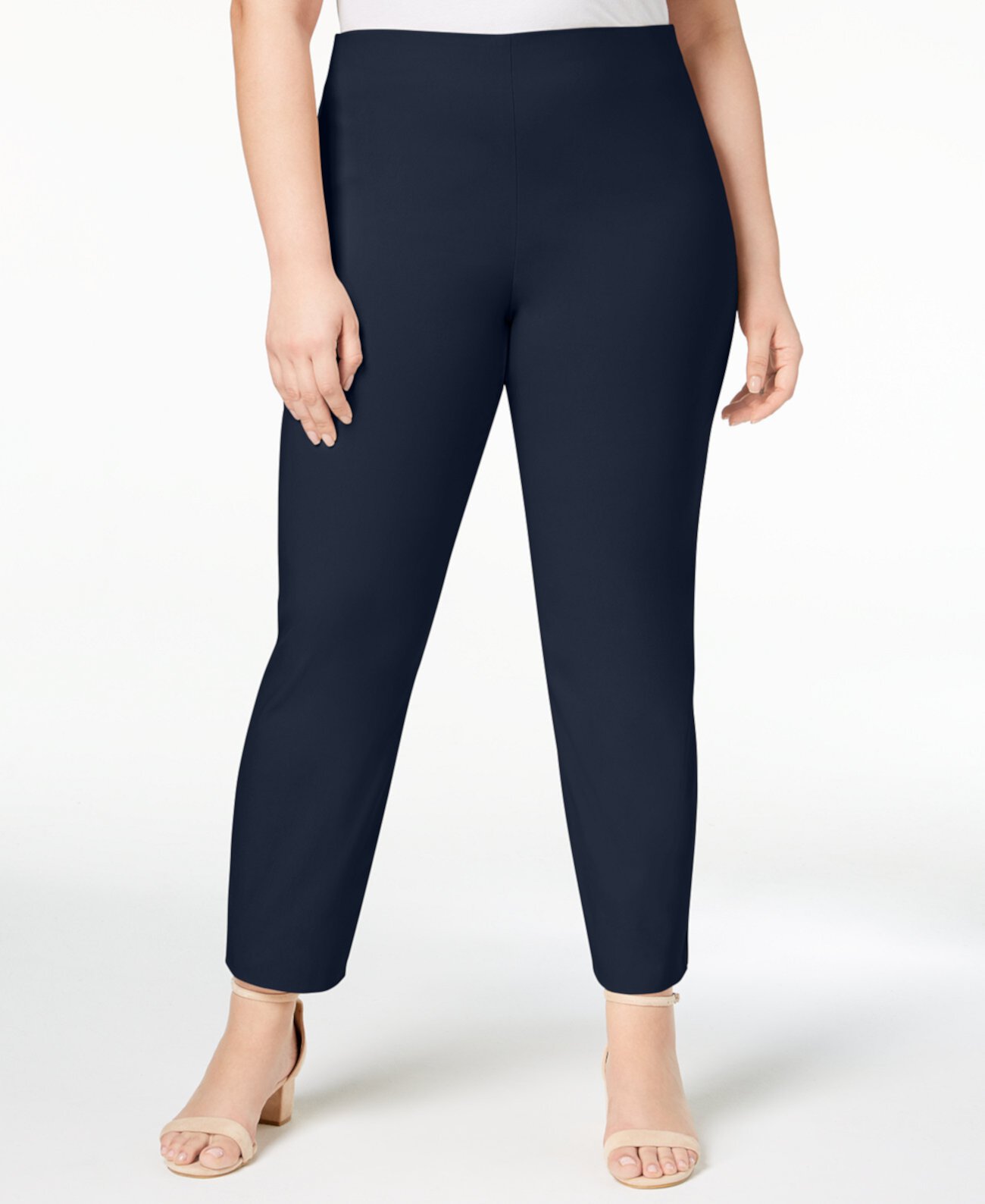 Plus Size Chelsea Tummy-Control Skinny Leg Pull-On Ankle Pants, Created for Macy's Charter Club