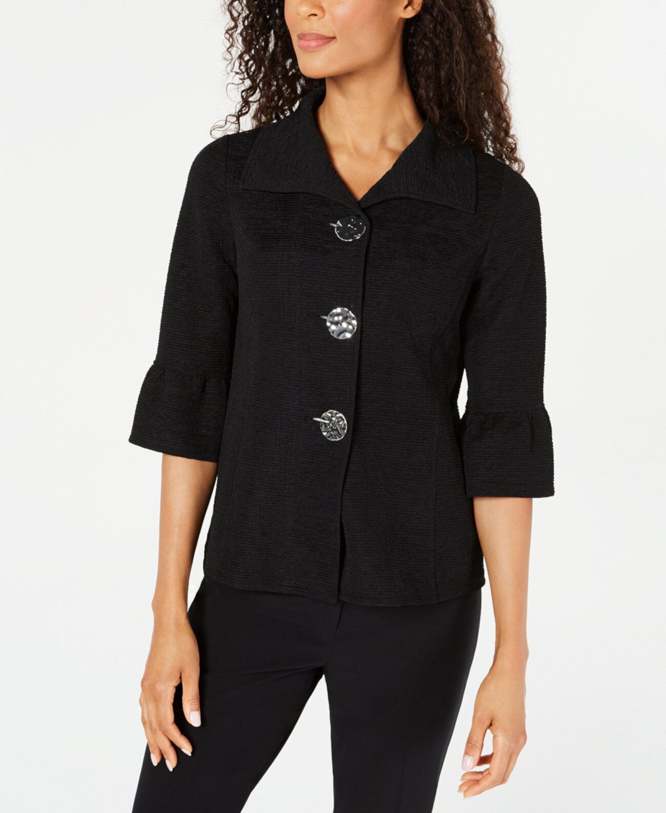 Текстурированная куртка с тремя пуговицами Petite, созданная для Macy's J&M Collection