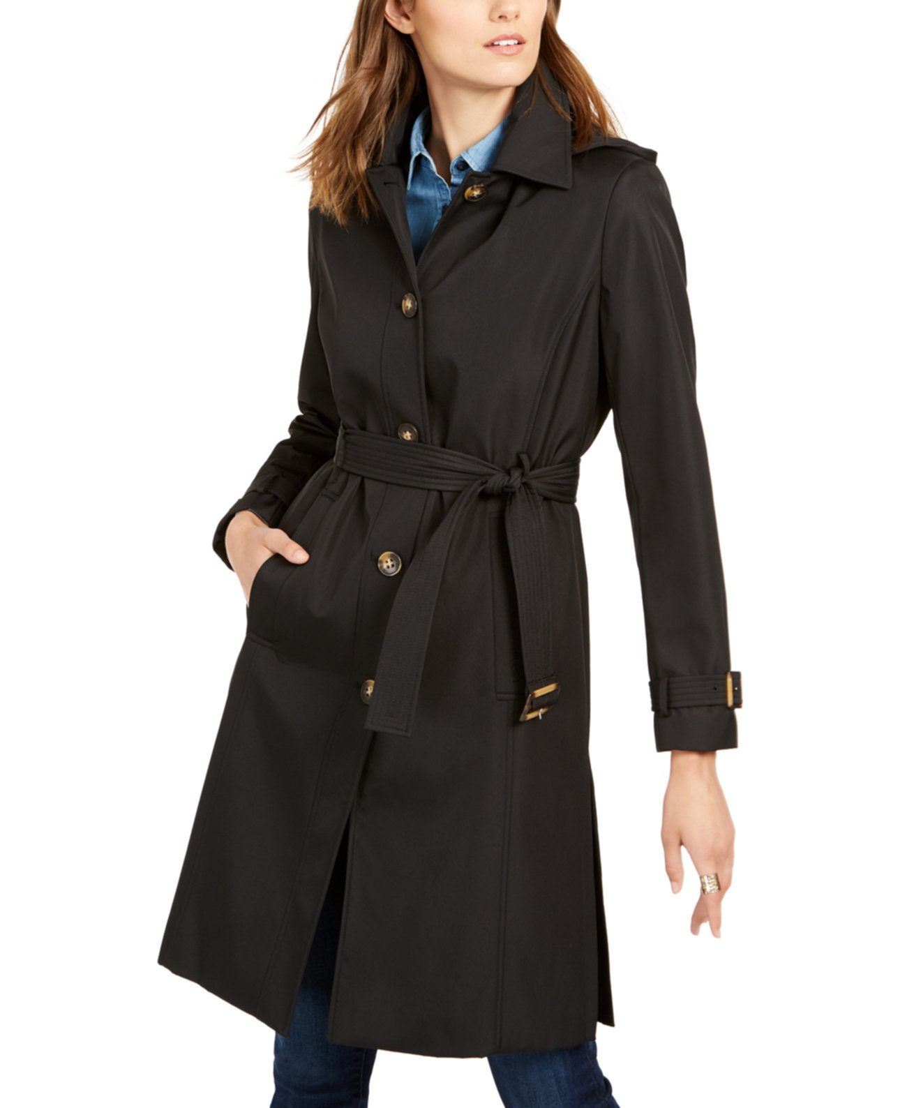 Пальто с поясом с капюшоном Calvin Klein