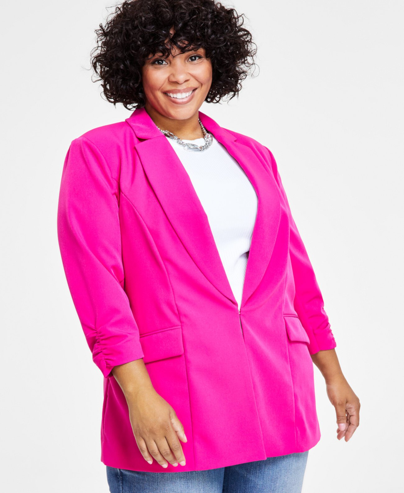 Plus Size 3/4-Sleeve Blazer, Created for Macy's I.N.C. International Concepts