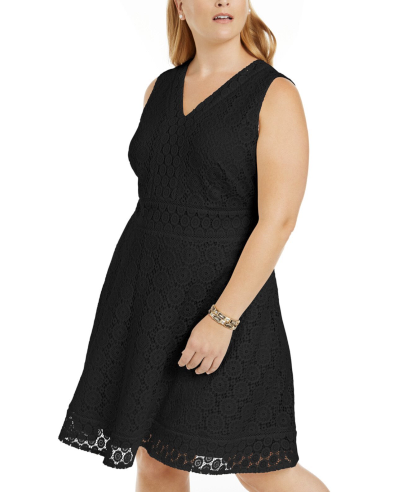 Plus Size Lace Fit & Flare Dress, Created for Macy's Charter Club