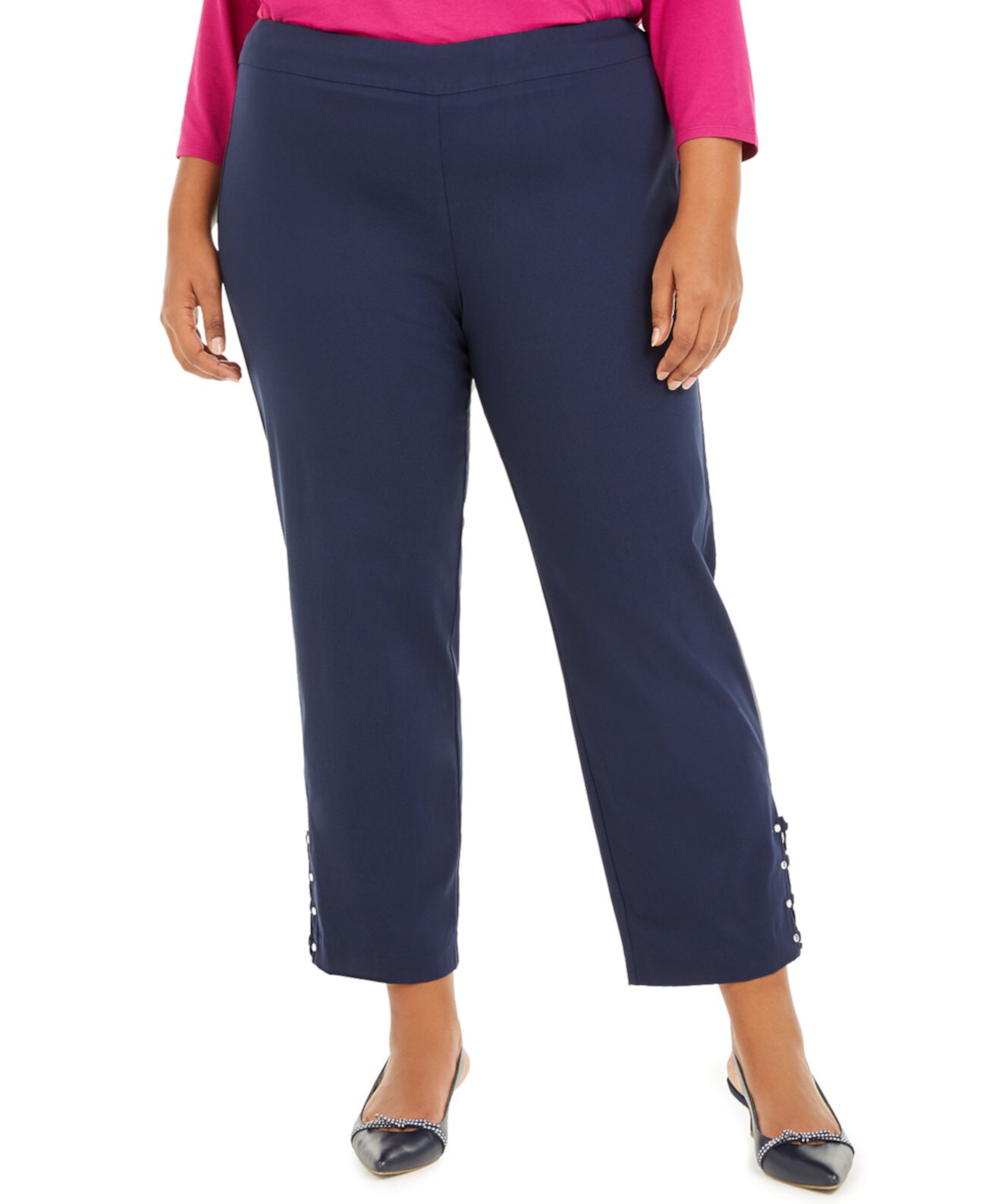 Plus Size Ankle-Laced Pull-On Pants, Created for Macys J&M Collection