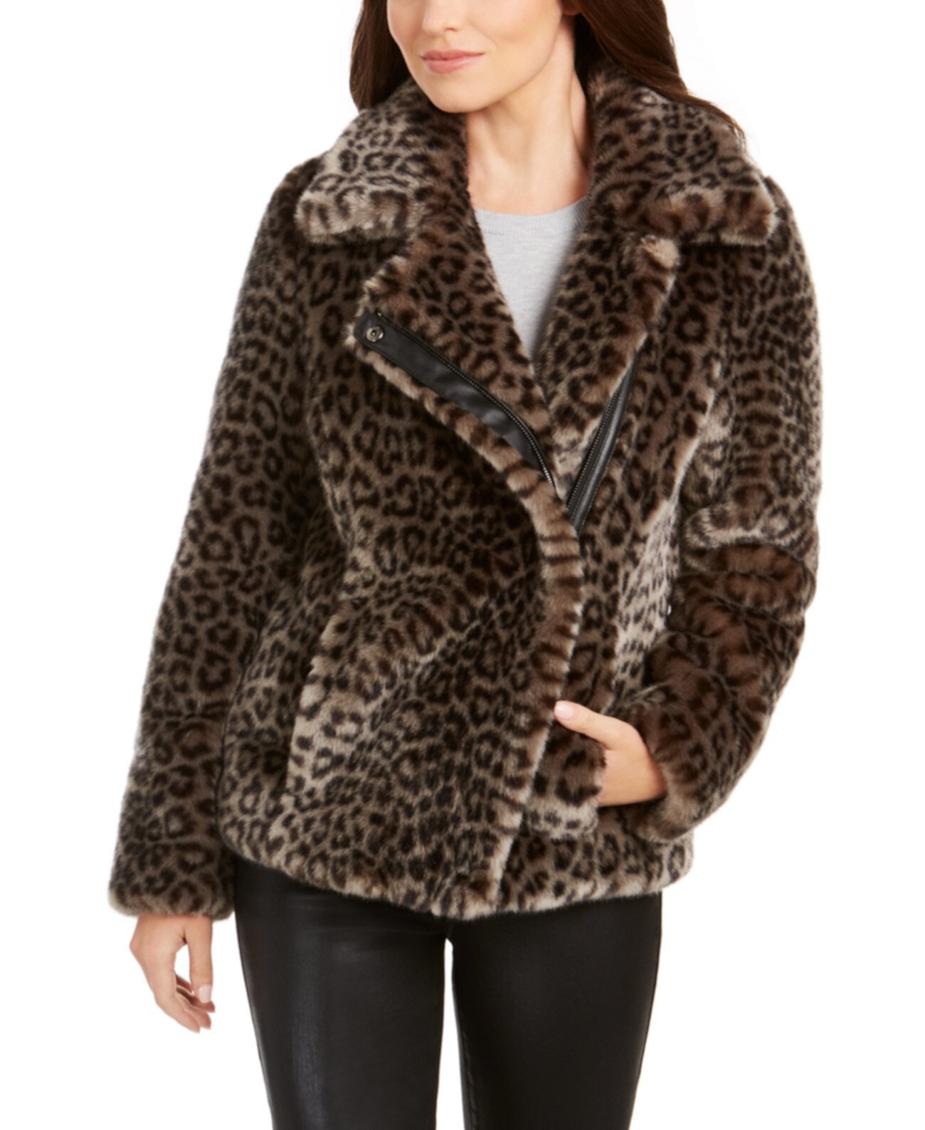 Мото Пальто с леопардовым принтом Calvin Klein