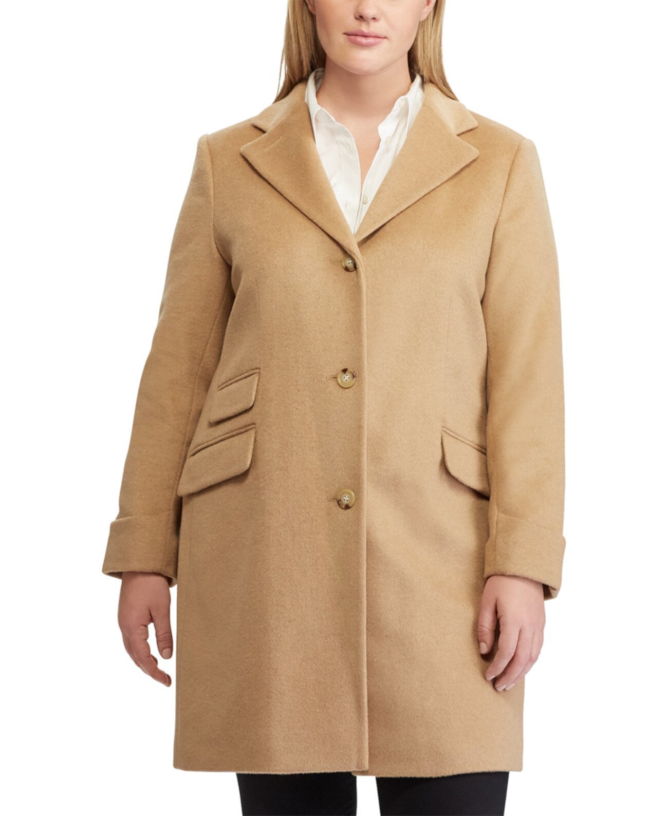 Plus Size Reefer Wool Coat, Created for Macy's Ralph Lauren