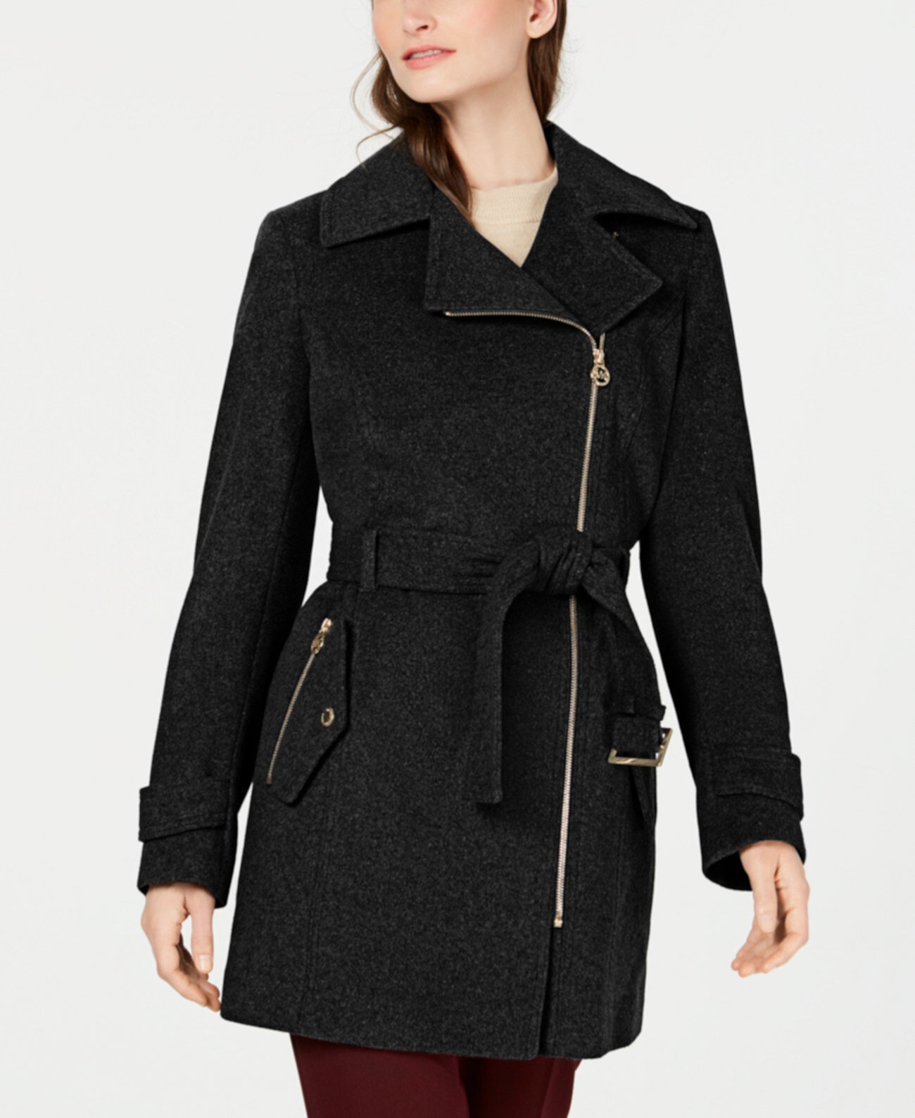 Миниатюрное асимметричное пальто с поясом, созданное для Macy's Michael Kors