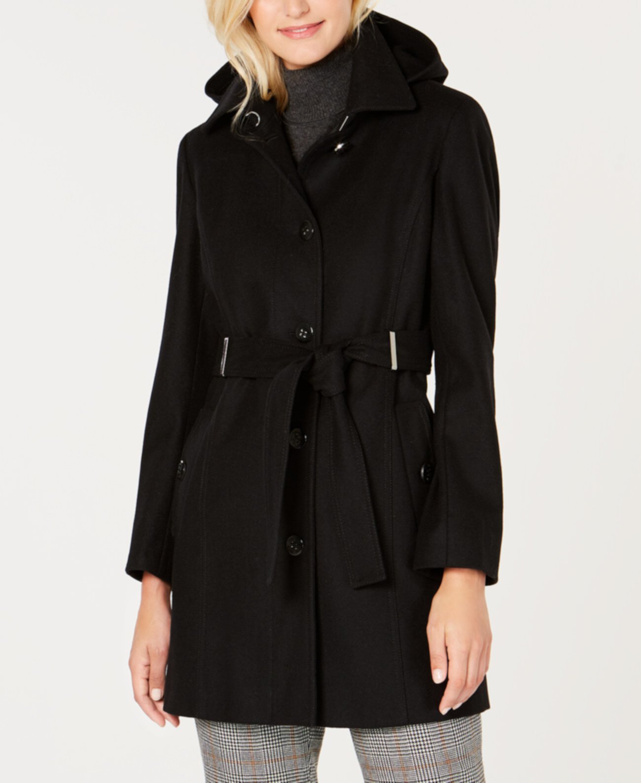 Пальто с капюшоном с поясом, созданное для Macy's Calvin Klein