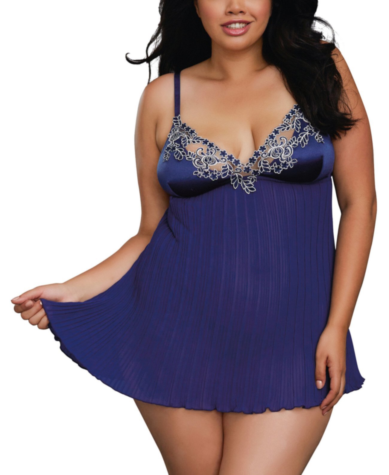 Plus Size Babydoll With Floral Embroidery Dreamgirl