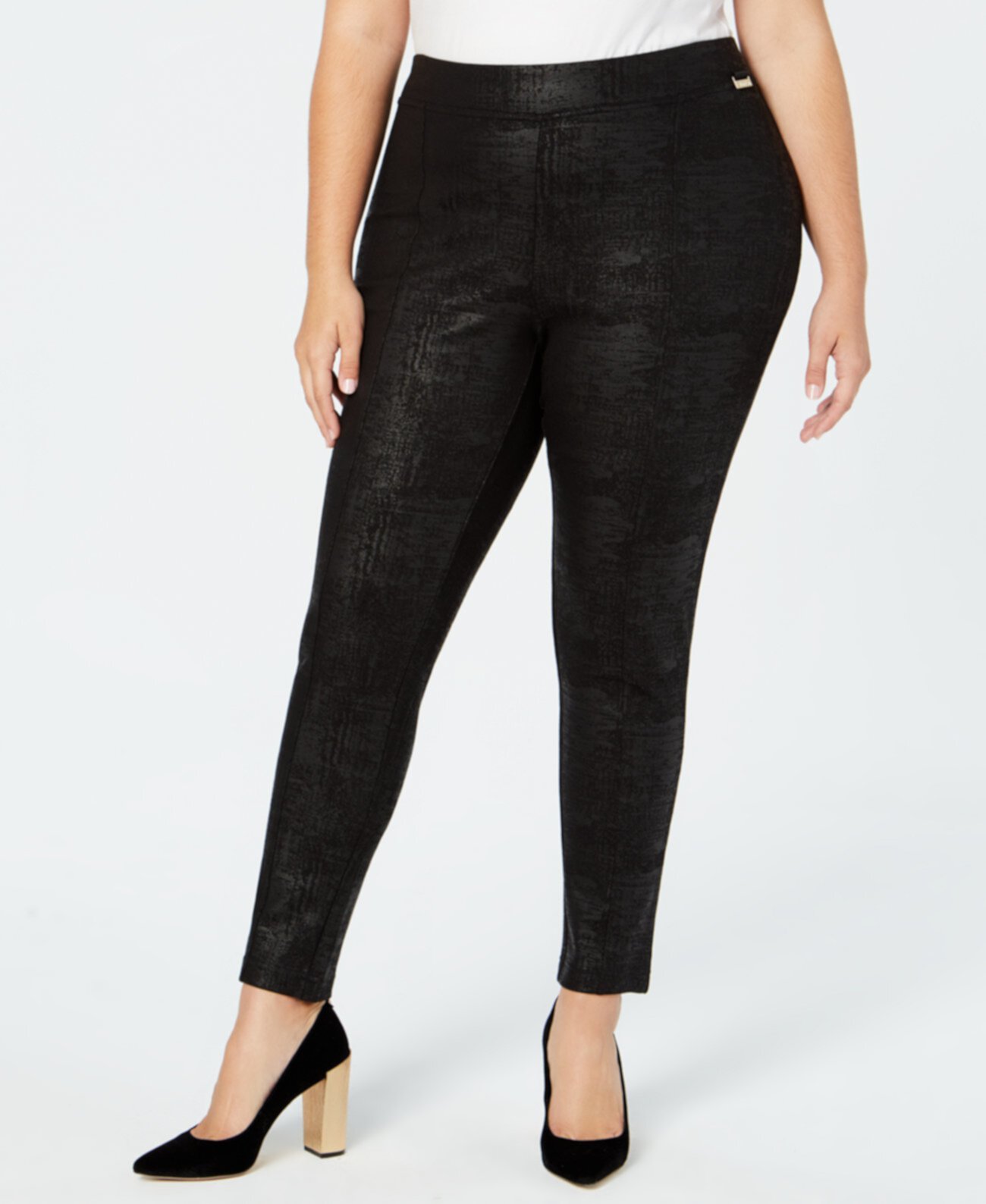 Узкие брюки большого размера без застежки с тиснением Calvin Klein