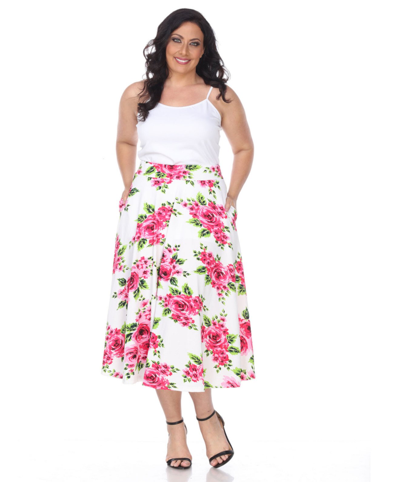 Расклешенные юбки-миди с цветочным принтом Plus Tasmin White Mark