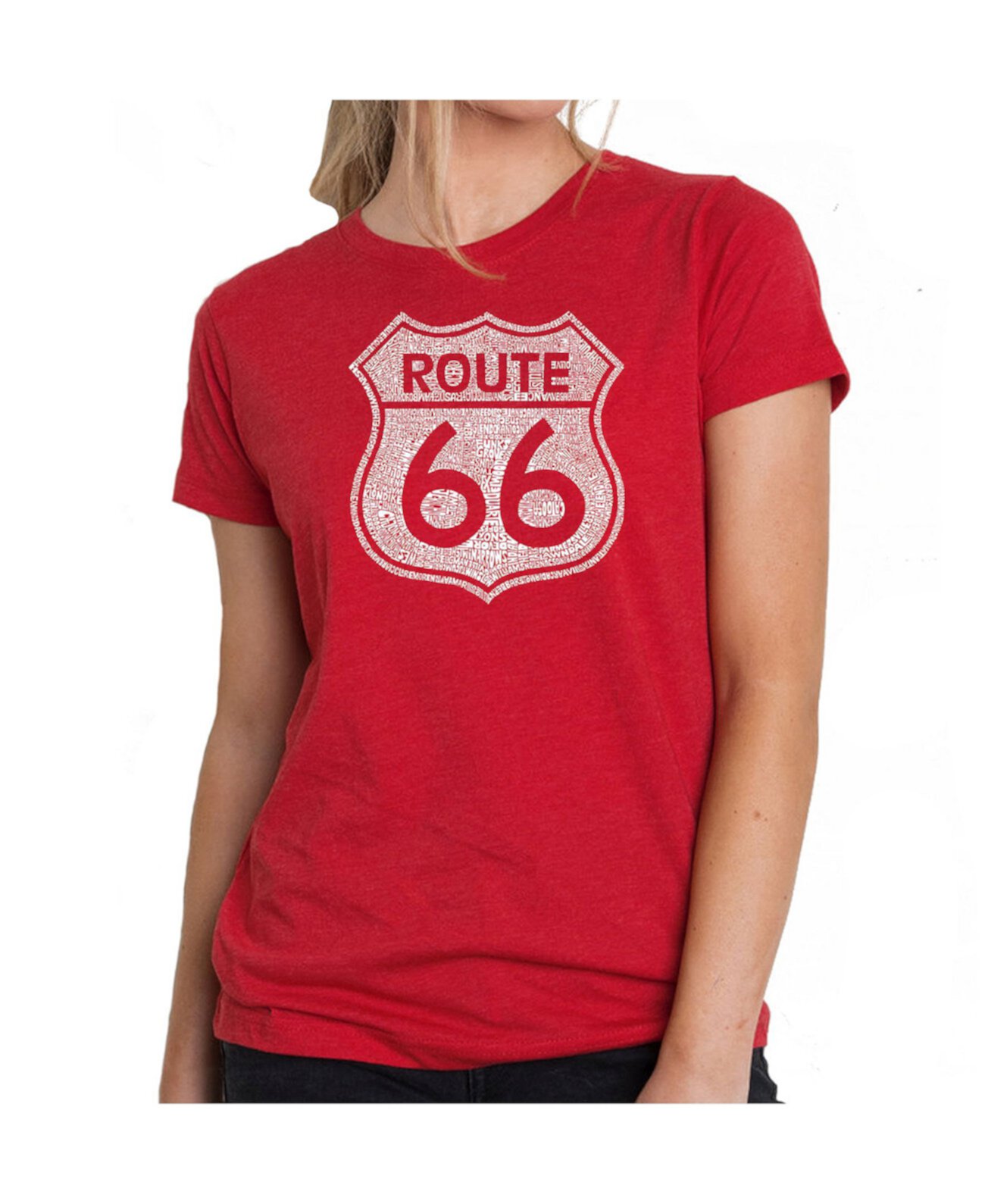 Женская футболка премиум-класса Word Art - Route 66 LA Pop Art