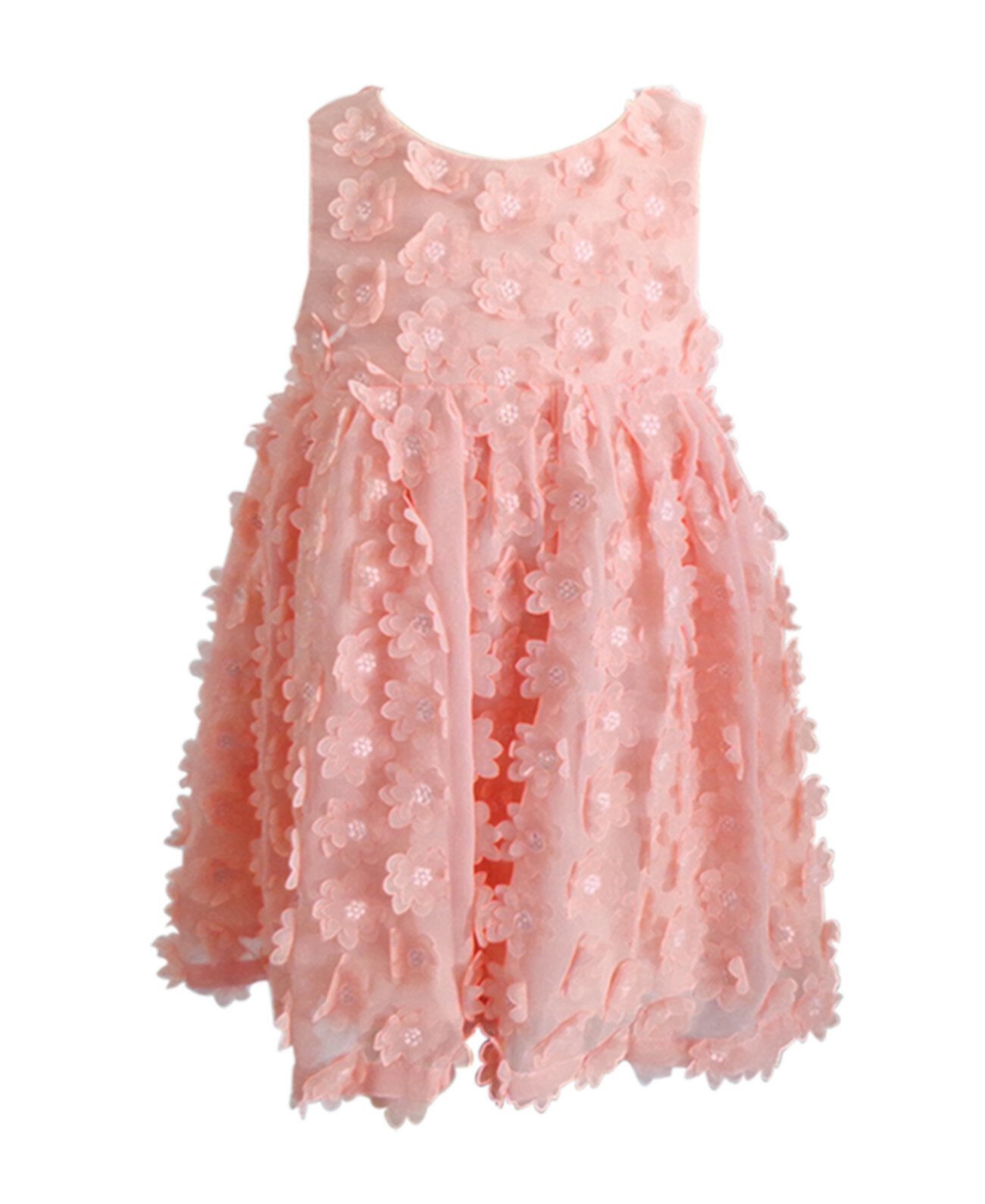 Little Girls Peach Flower Dress Popatu