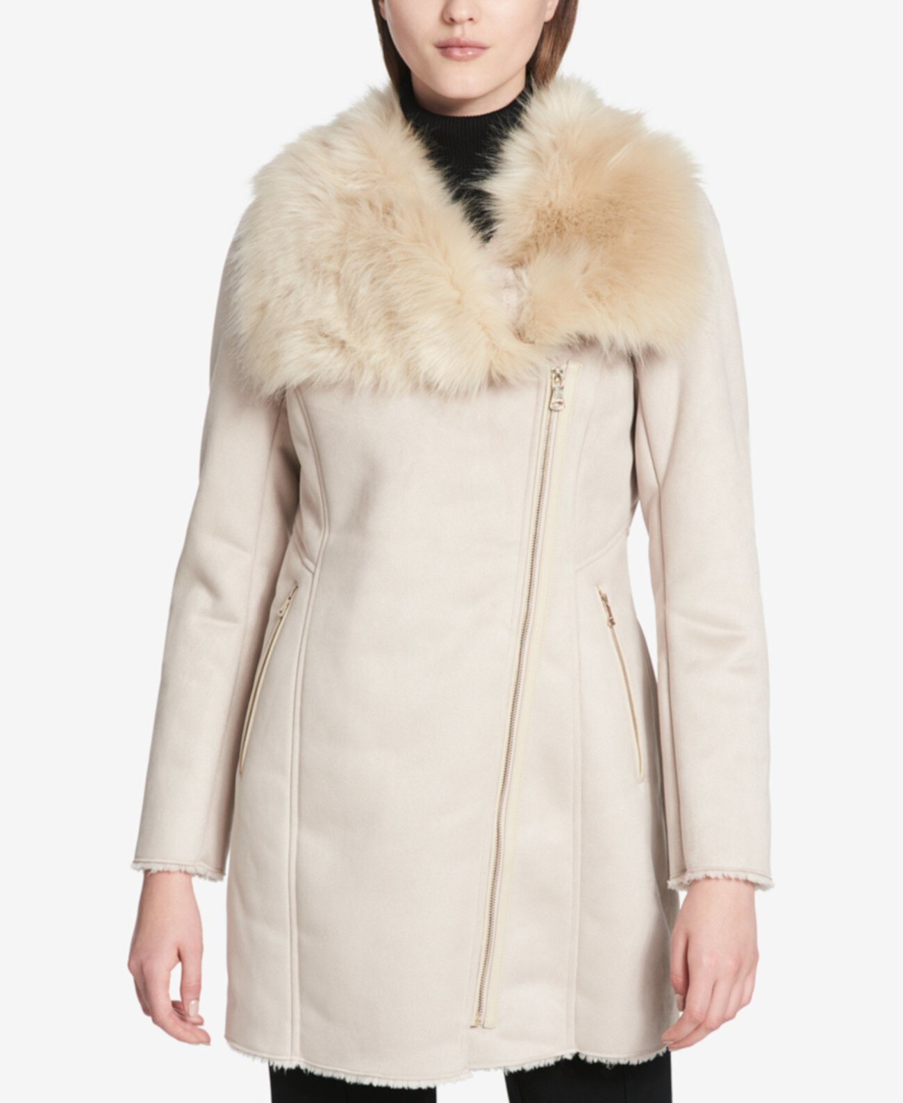 Асимметричное пальто из искусственной кожи Calvin Klein