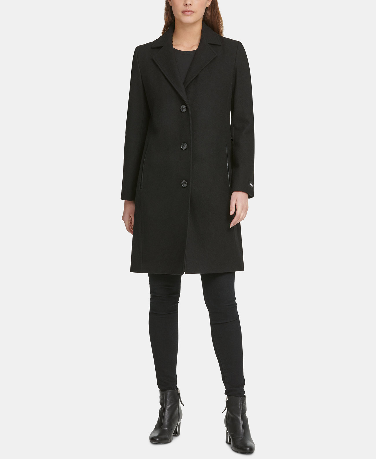 Пальто с отделкой из искусственной кожи, созданное для Macy's DKNY